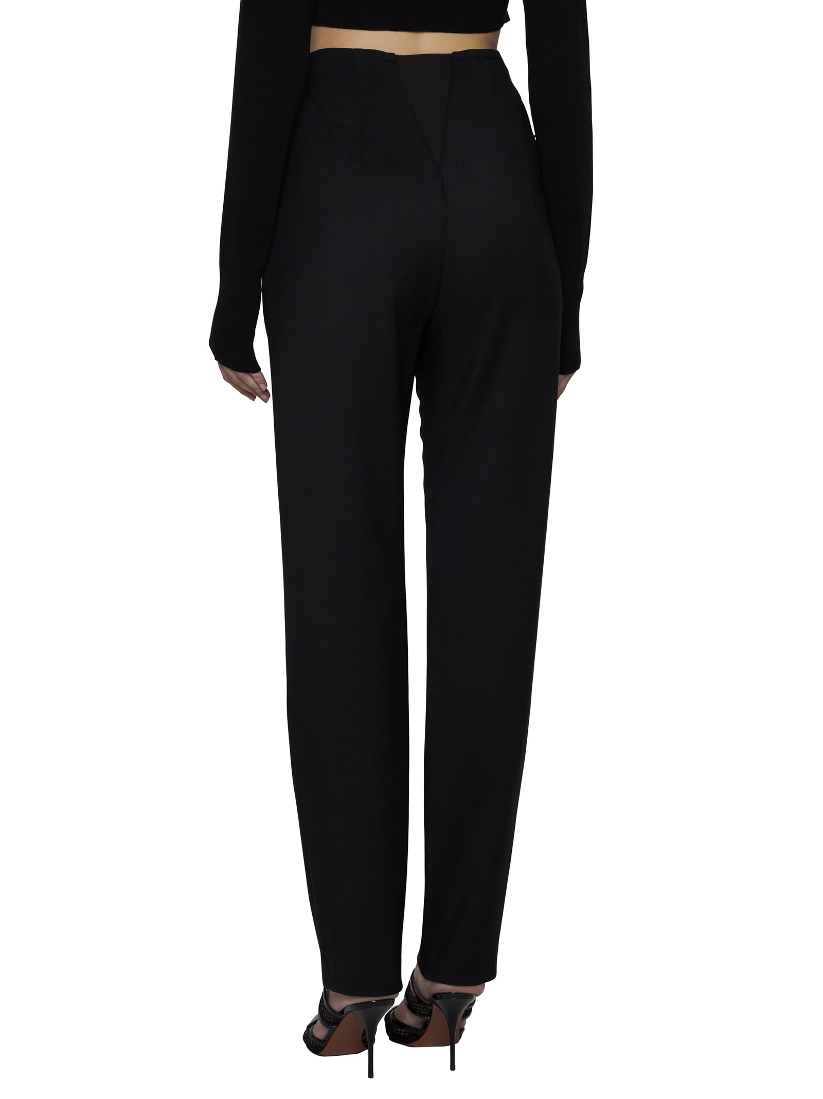 Alaïa Corset Wool Trousers In Noir Alaia