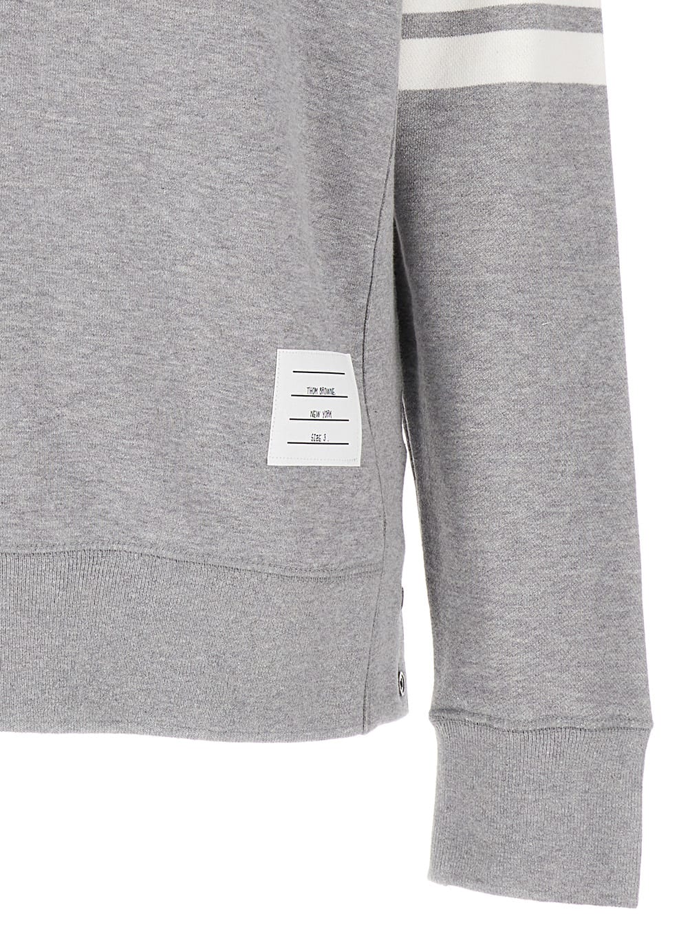 Shop Thom Browne Grey Melange Sweatshirt With 4 Bar Tab In Cotton Man