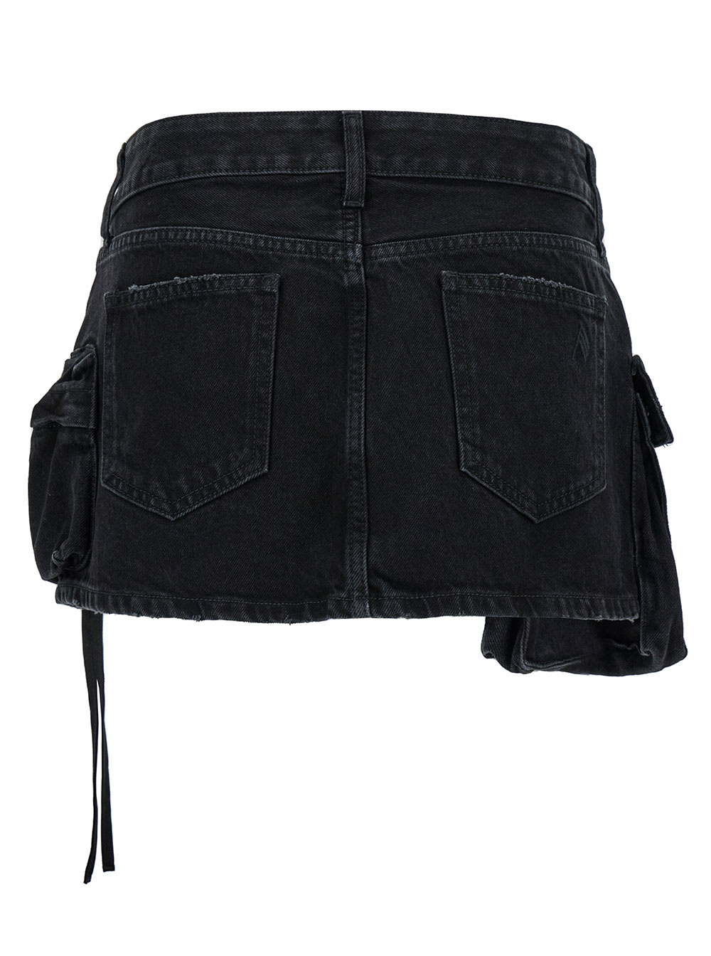 Shop Attico Fay Black Mini-skirt With Oversized Cargo Pockets In Denim Woman