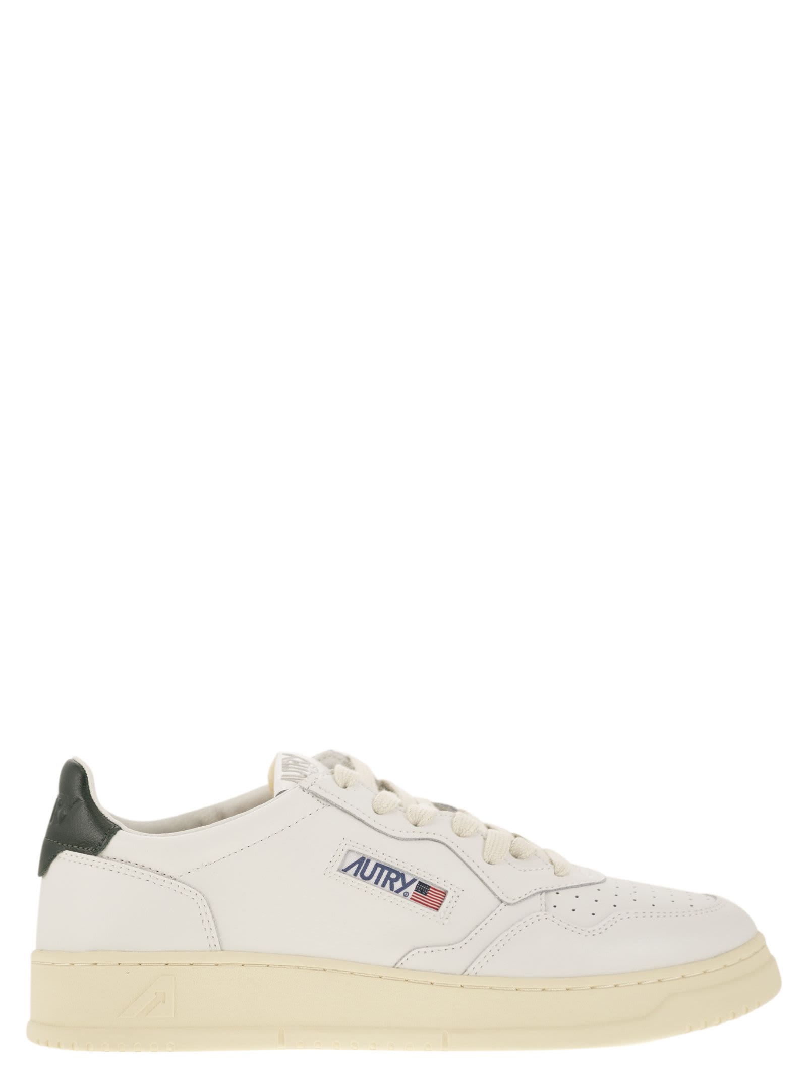 Shop Autry Medalist Low - Leather Sneakers In White/green