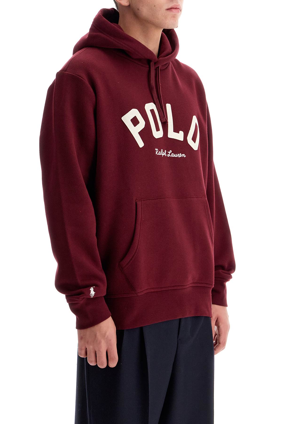 Shop Polo Ralph Lauren Hooded Sweatshirt With In Classic Wine (red)