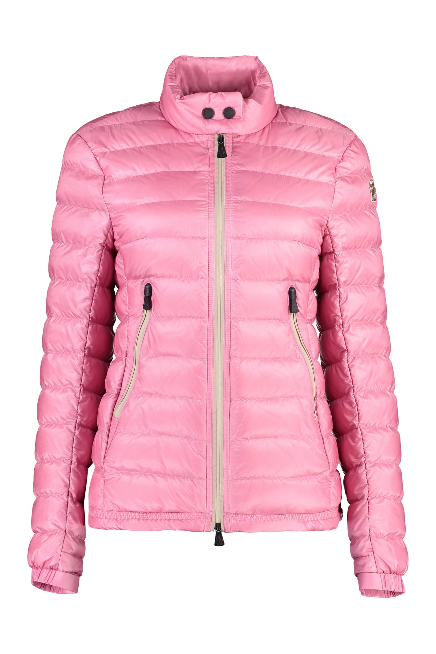 Shop Moncler Walibi Full Zip Down Jacket In Pink