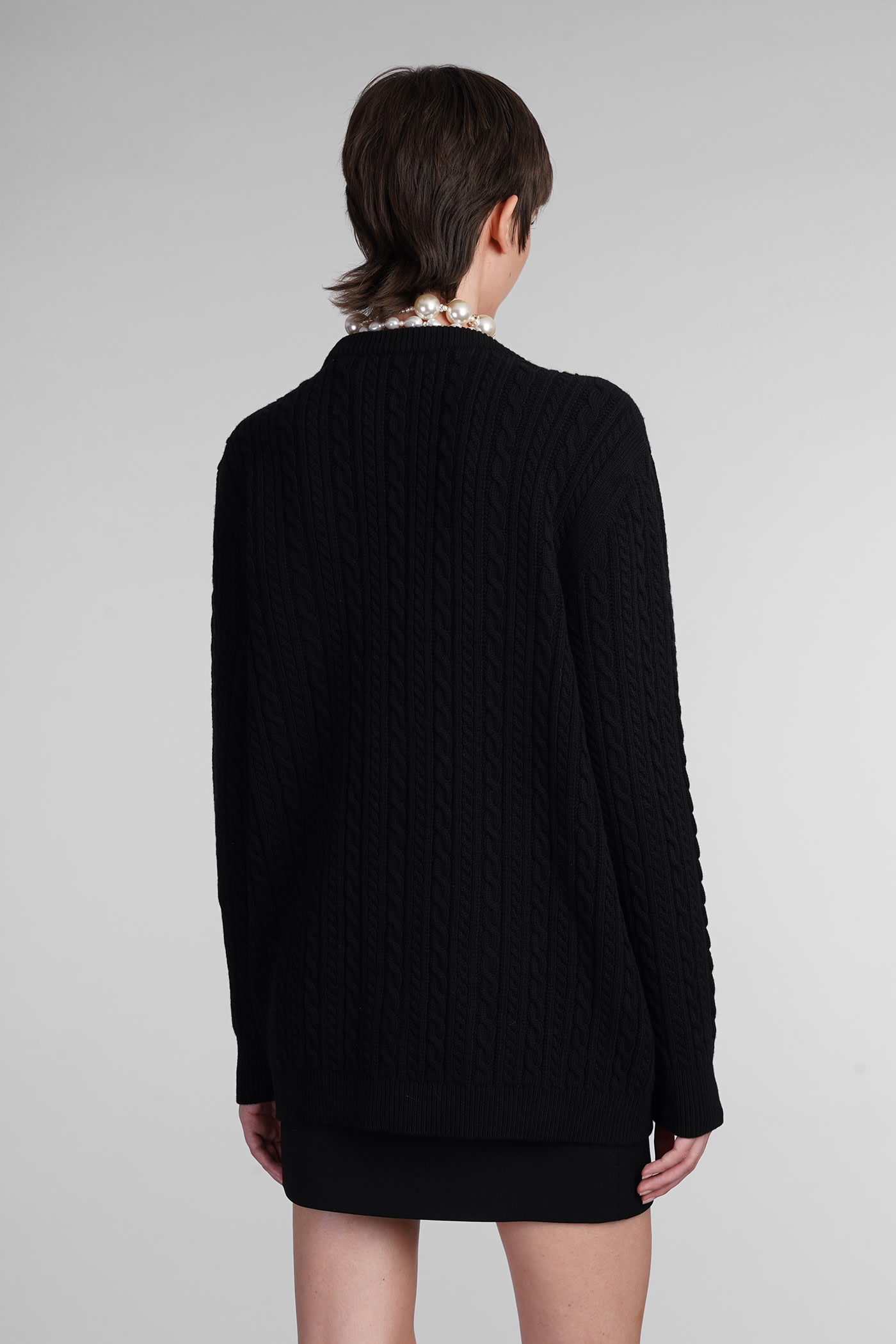 Shop Alessandra Rich Cardigan In Black Wool