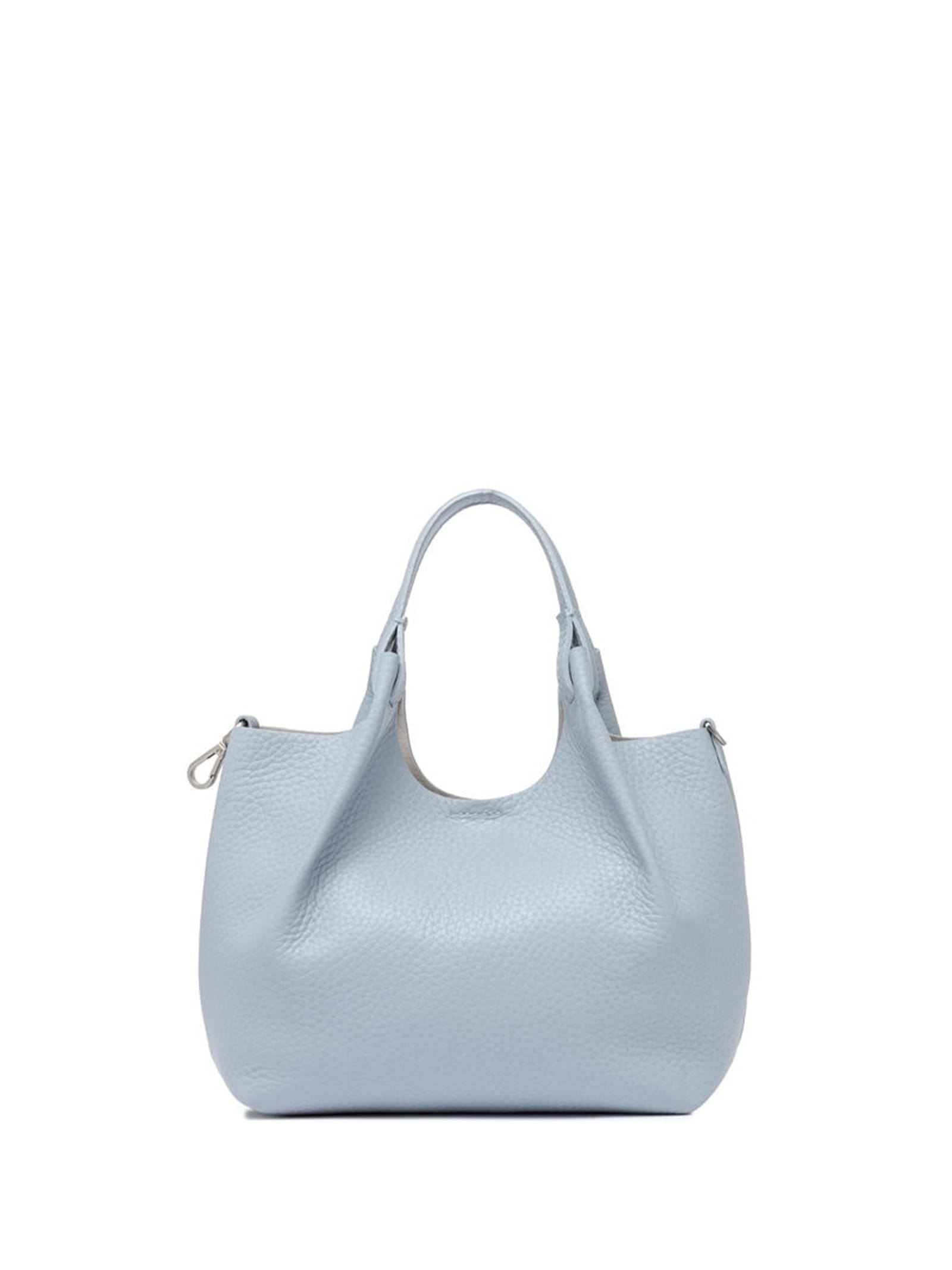 Shop Gianni Chiarini Dua Light Blue Leather Shoulder Bag In Artico-sabbia