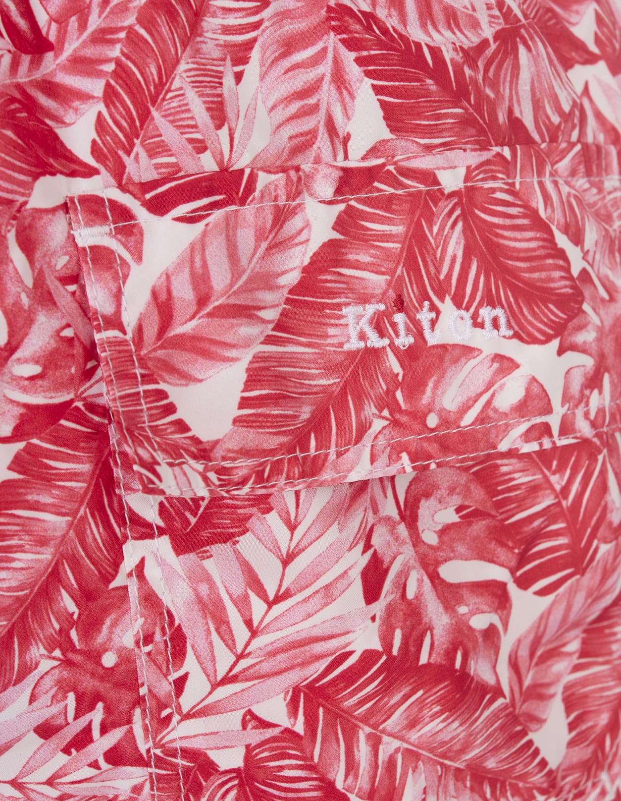 Shop Kiton White Swim Shorts With Pink Foliage Print