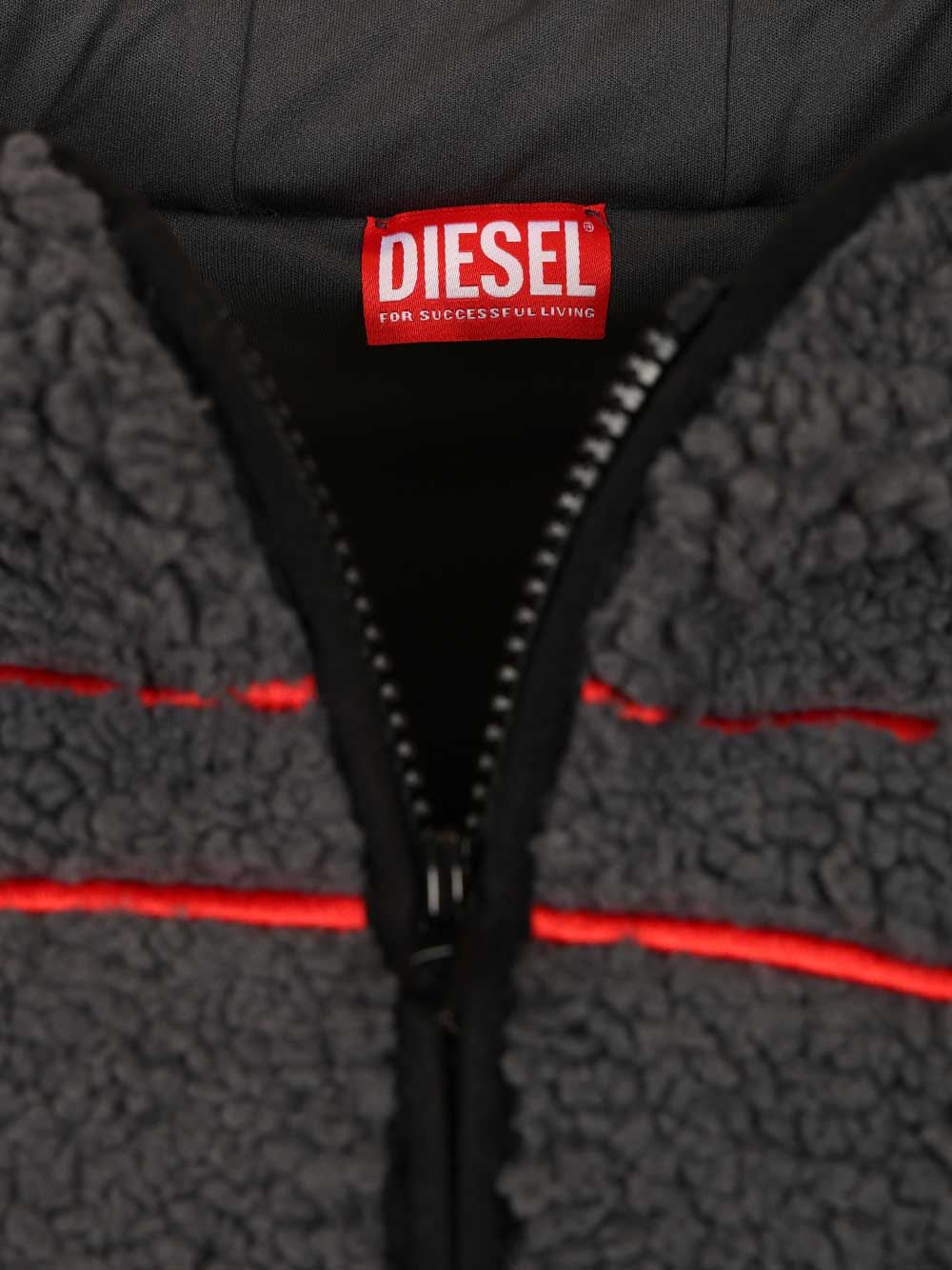 Diesel S-zat Teddy Fleece Hooded Sweatshirt In Gray