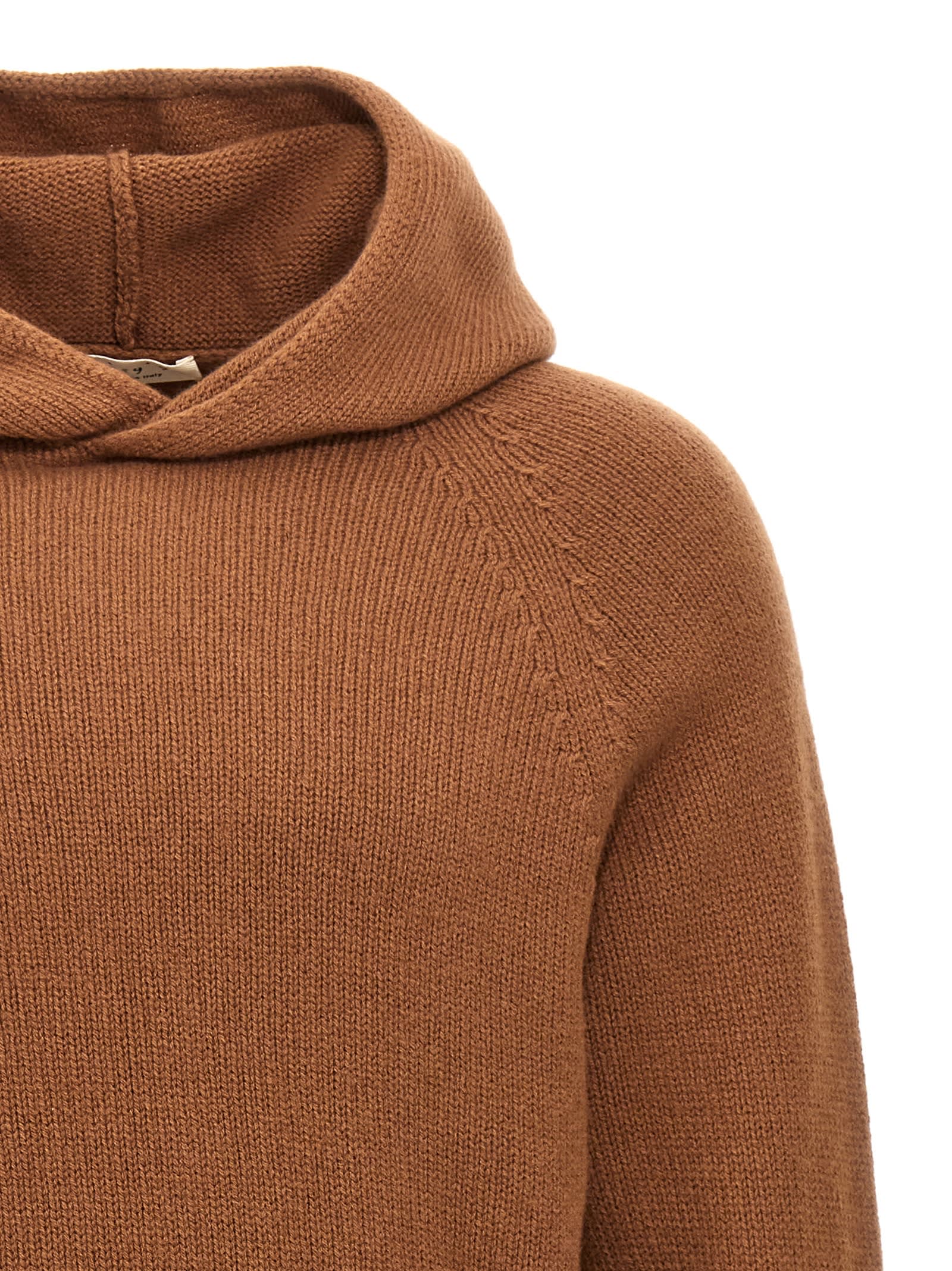 Ma'ry'ya Wool Hooded Sweater In Brown