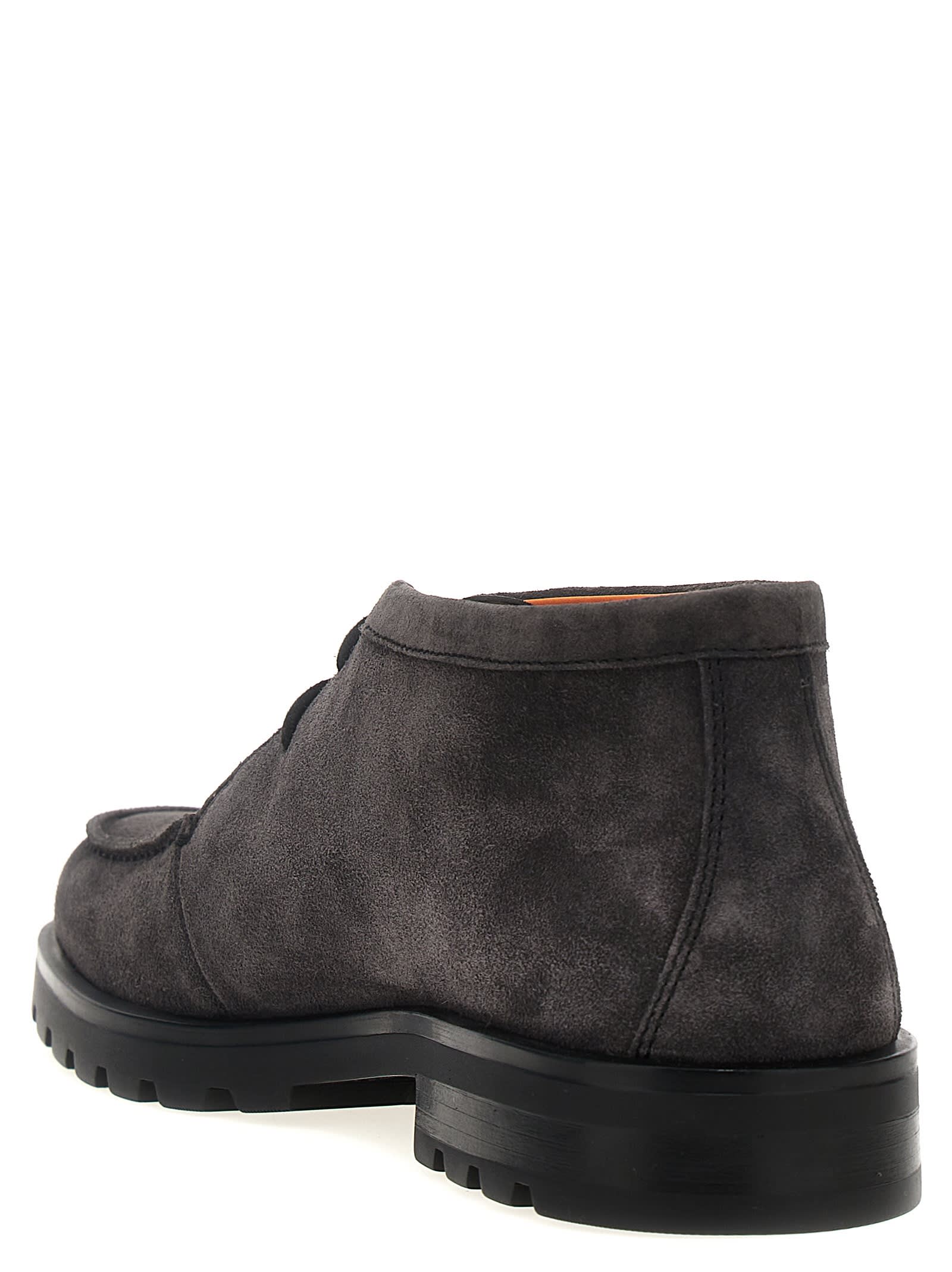 Shop Santoni Suede Boots In Gray