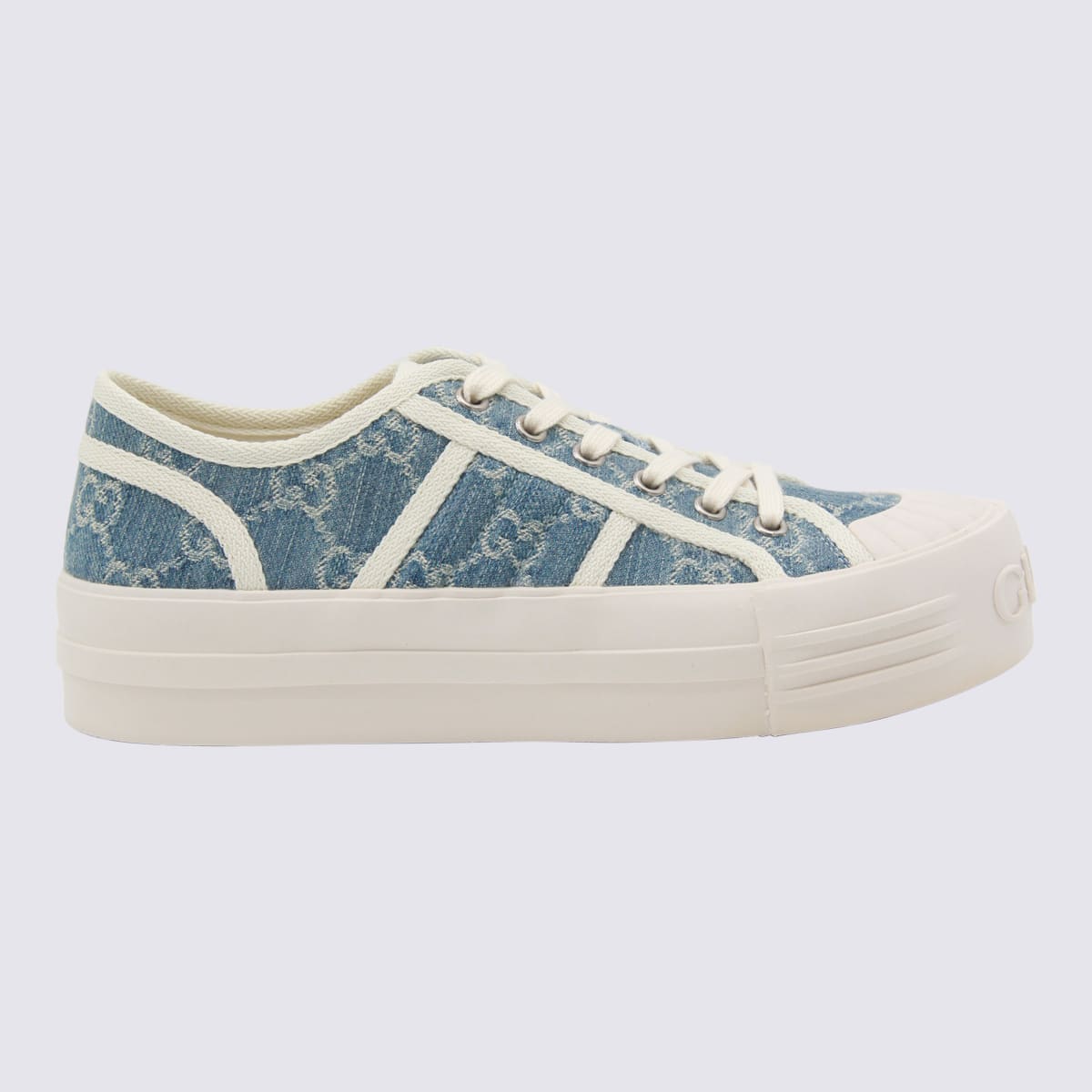Gucci Blue And White Leather Sneakers