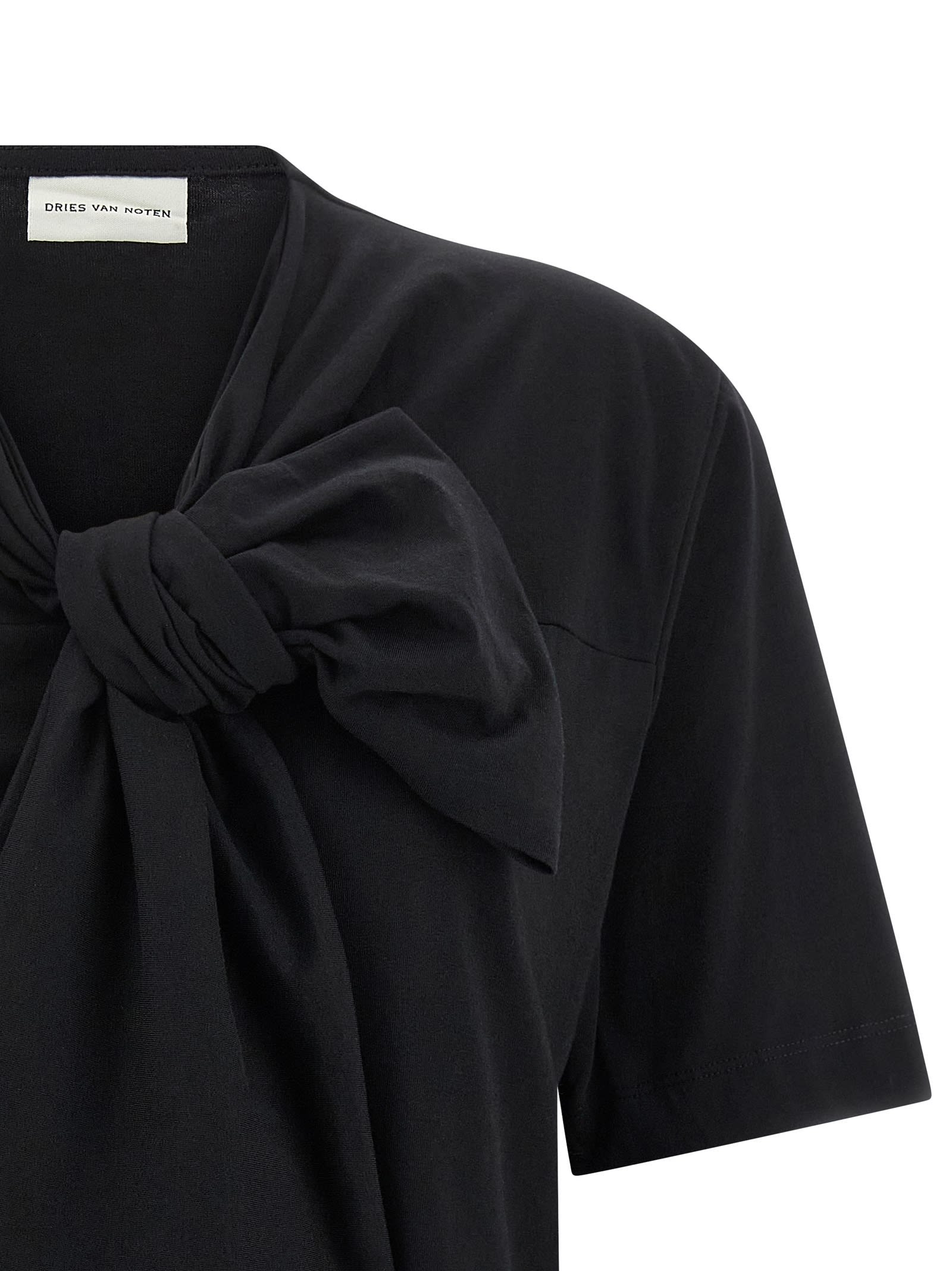 Dries Van Noten Bow Detail Short Sleeve T-shirt In Black