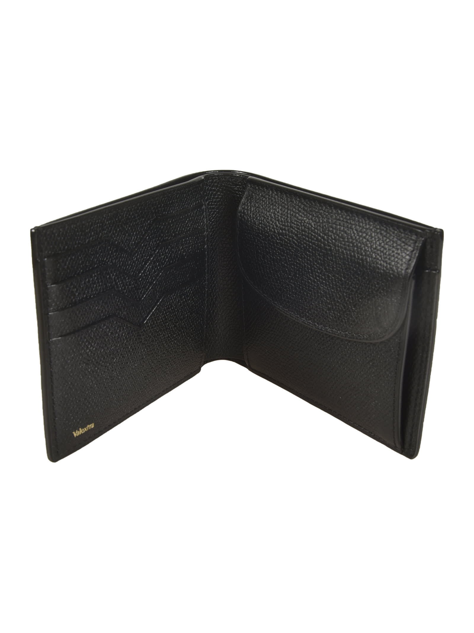 Shop Valextra 4cc Wallet With Coin Purse In Black