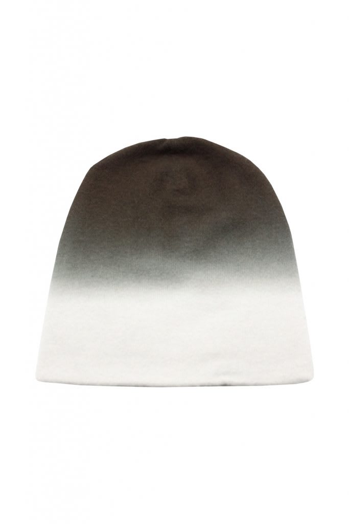 Frenckenberger Dip Dye Cashmere Beanie In Silvergreen Darkolive