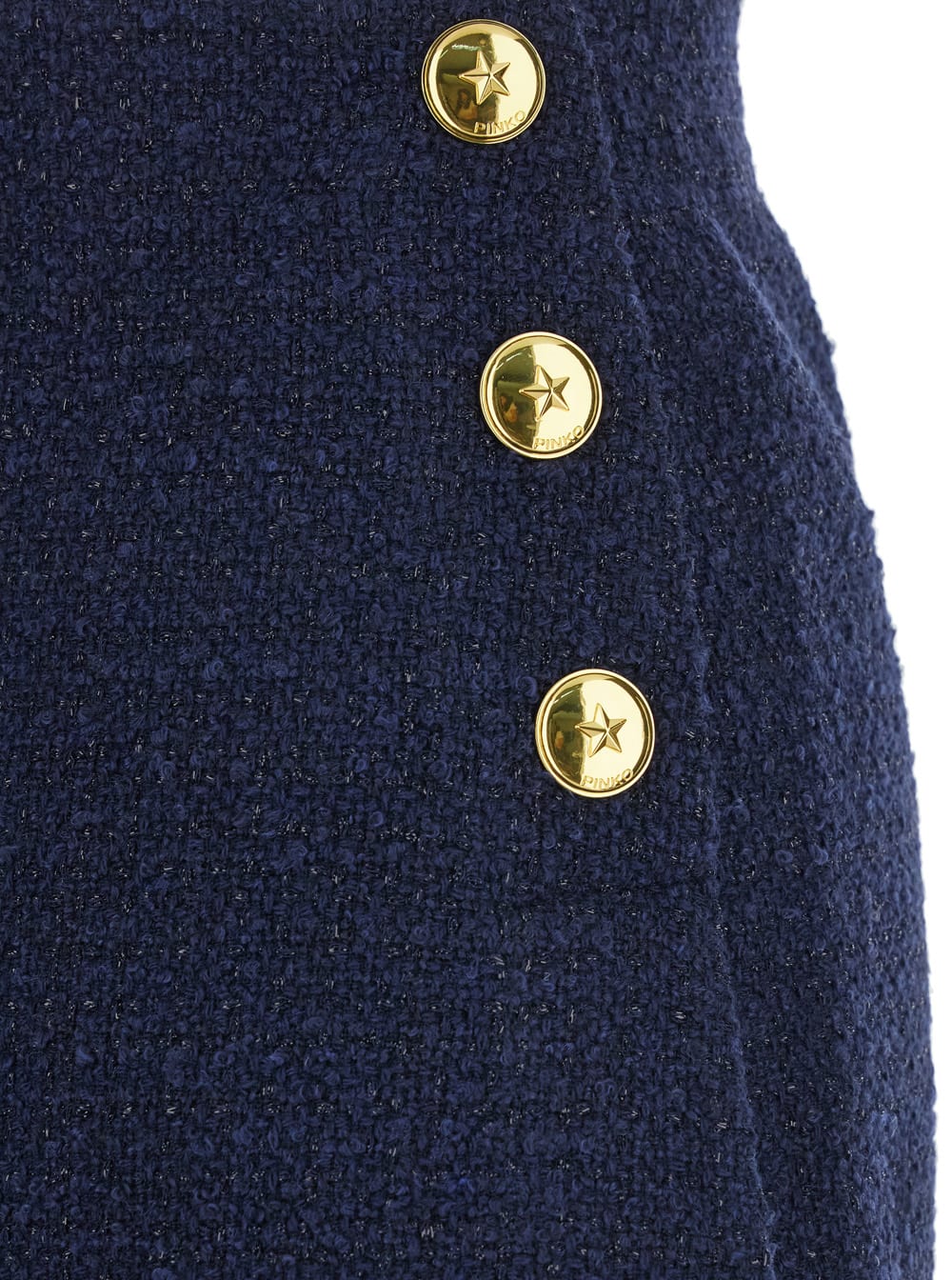 Pinko Tweed Miniskirt Gold-tone Buttons In Blue