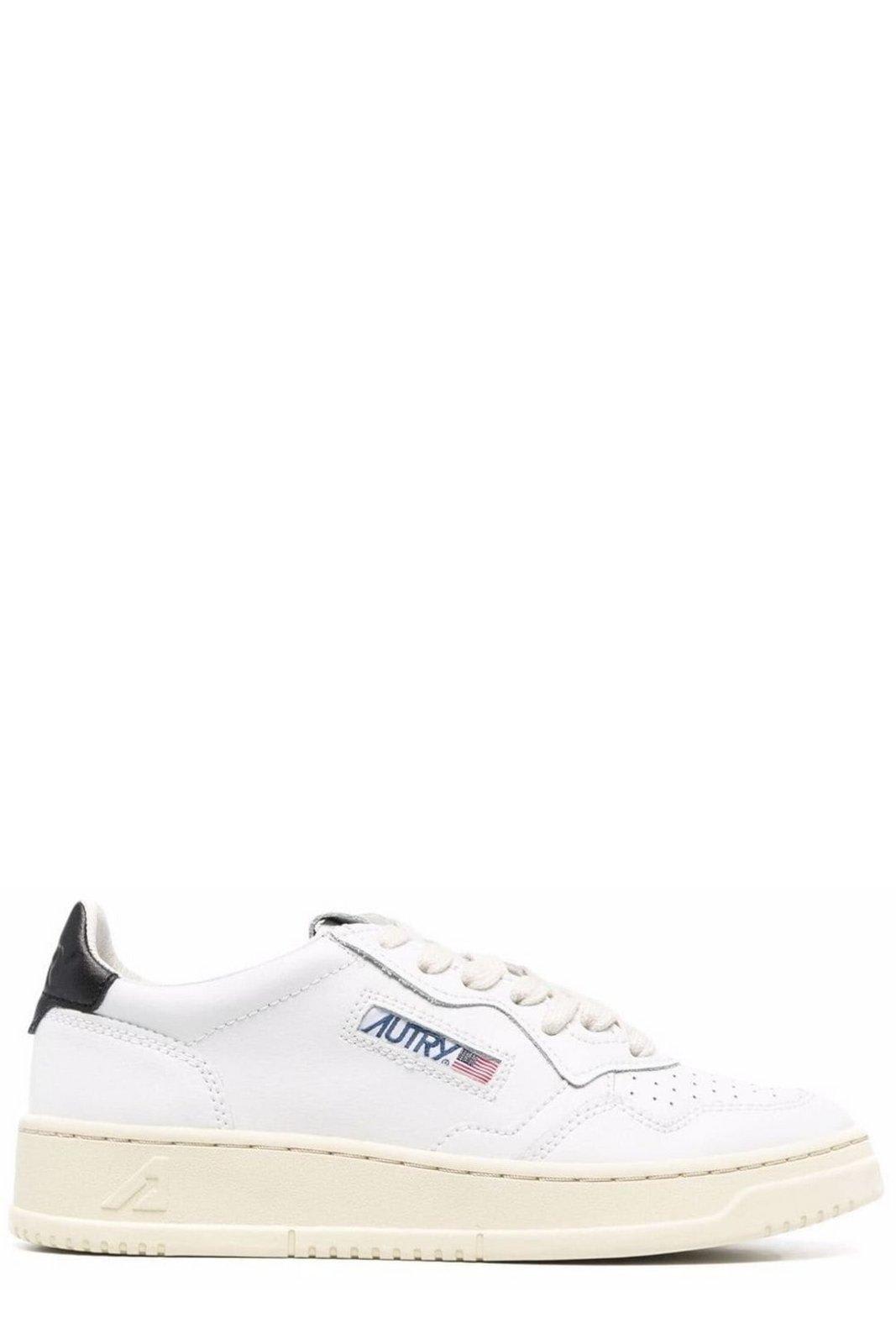 Shop Autry Logo Patch Low-top Sneakers In White Black
