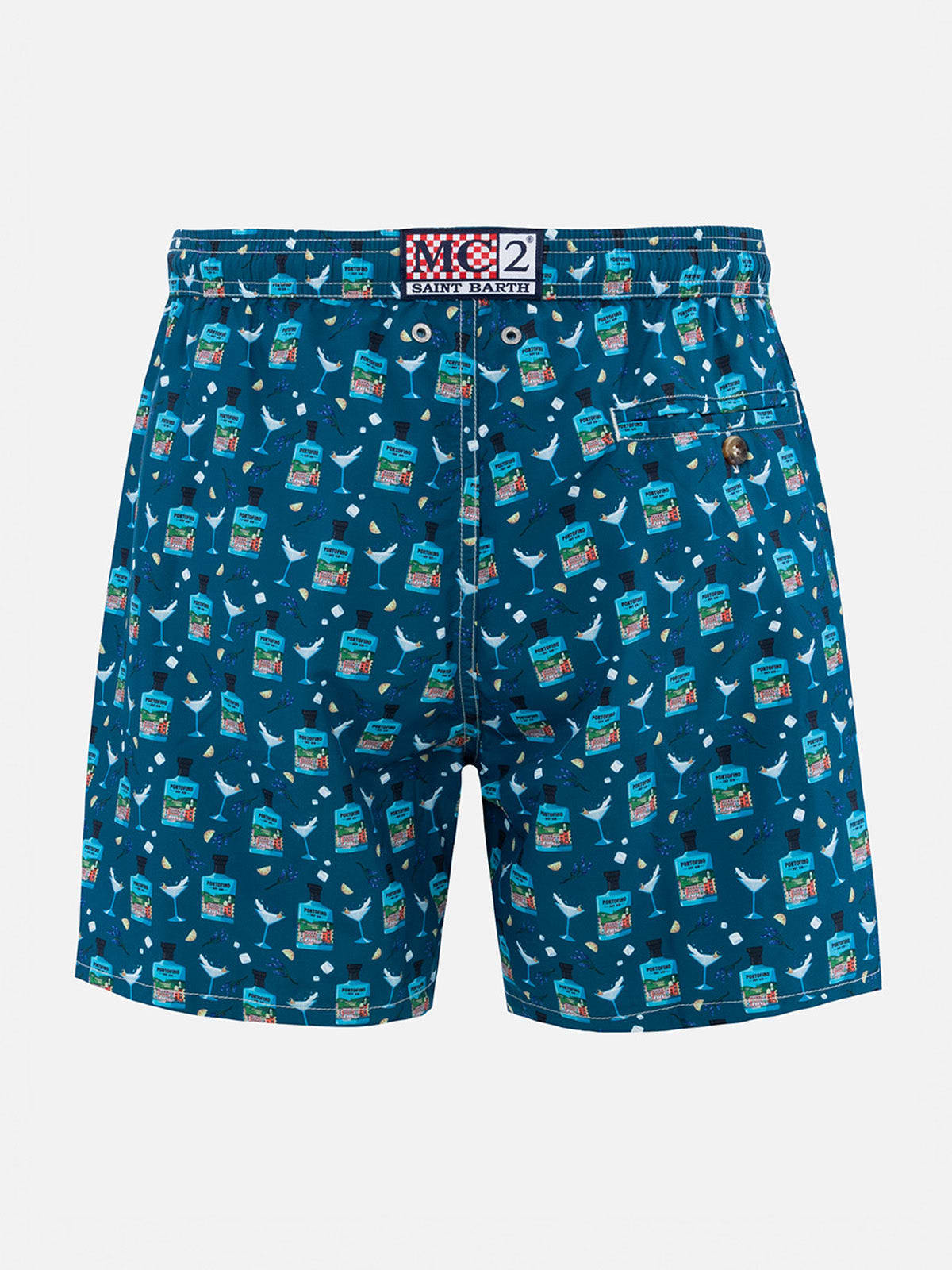 MC2 SAINT BARTH MAN LIGHTWEIGHT FABRIC SWIM-SHORTS LIGHTING MICRO FANTASY WITH GIN TONIC PORTOFINO GIN PRINT PORTOFI