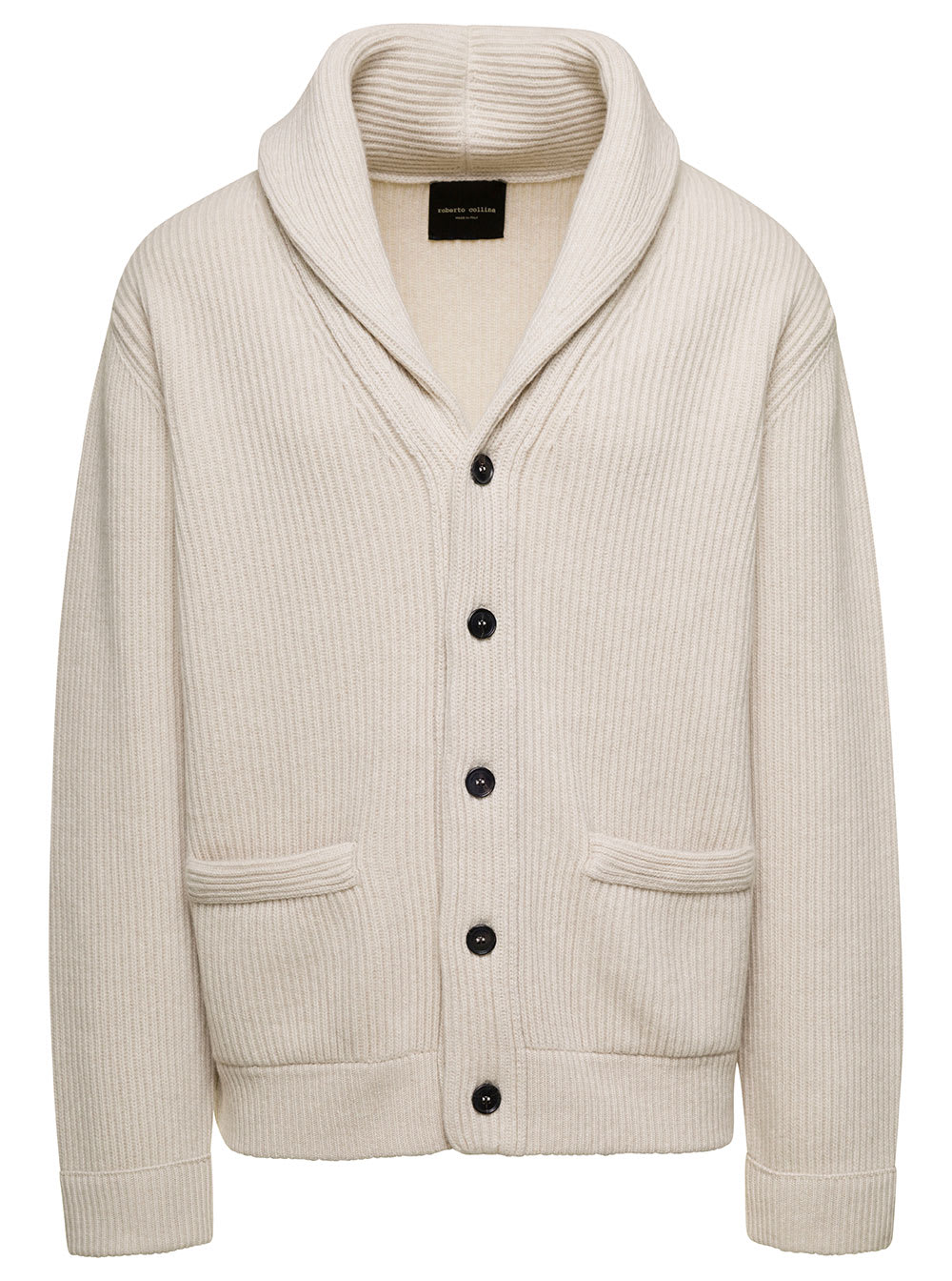 Roberto Collina Cardigan Collo Sciallato In Beige
