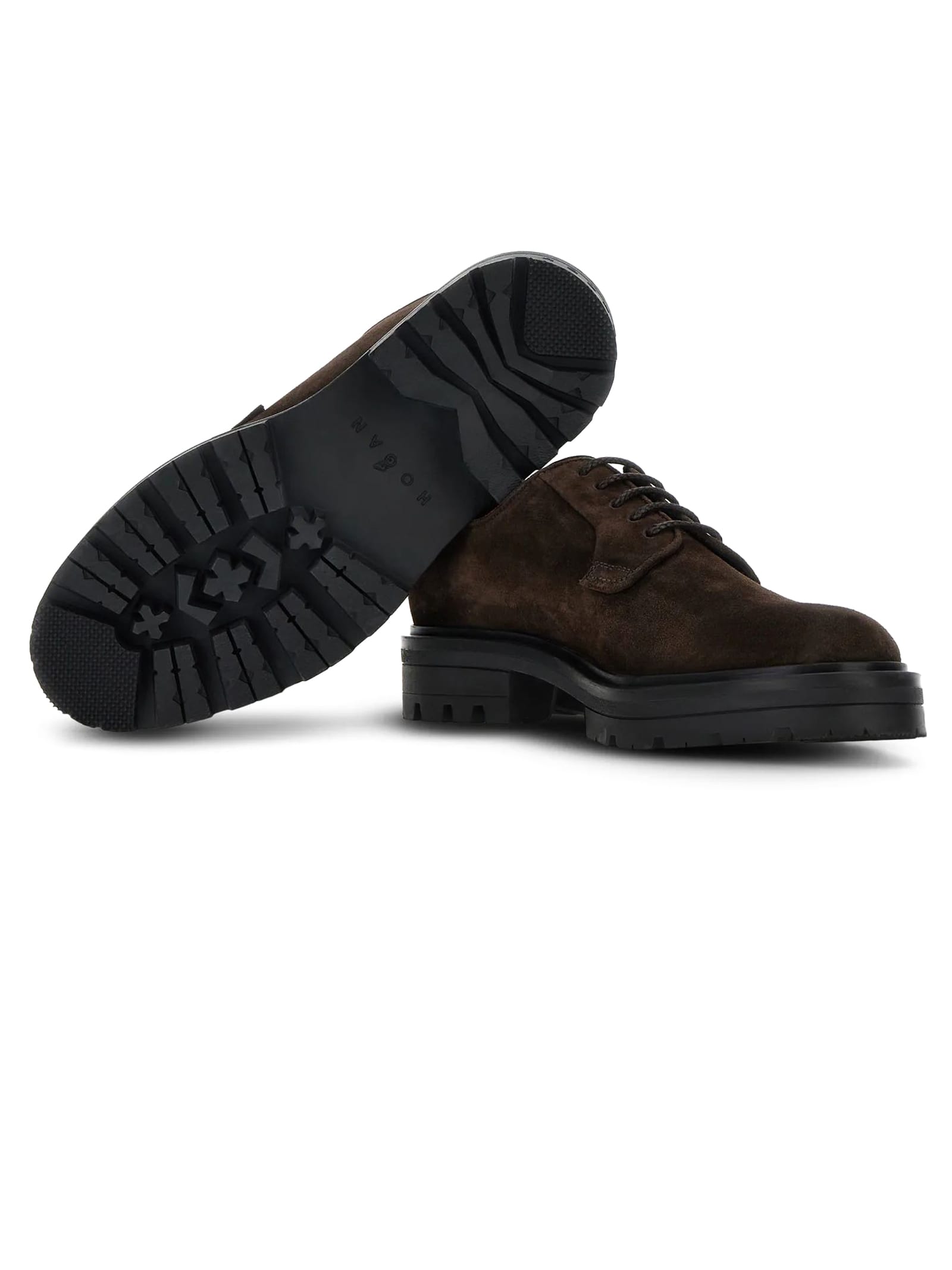 Hogan Stringata Marrone Camoscio Carroarmato In Brown