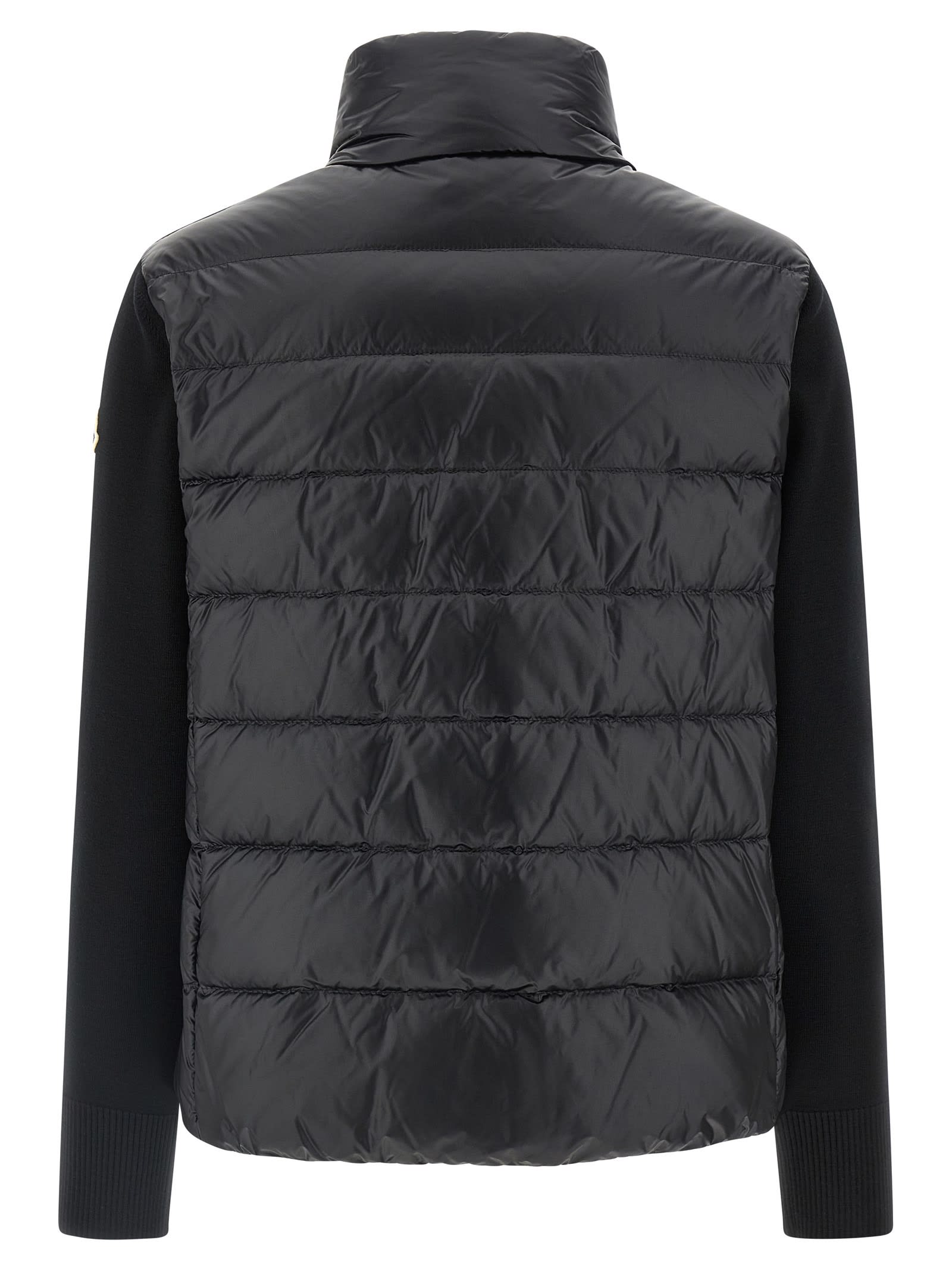 Moncler Womens Black Funnel-neck Brand-patch Regular-fit Shell-down Jacket In Black