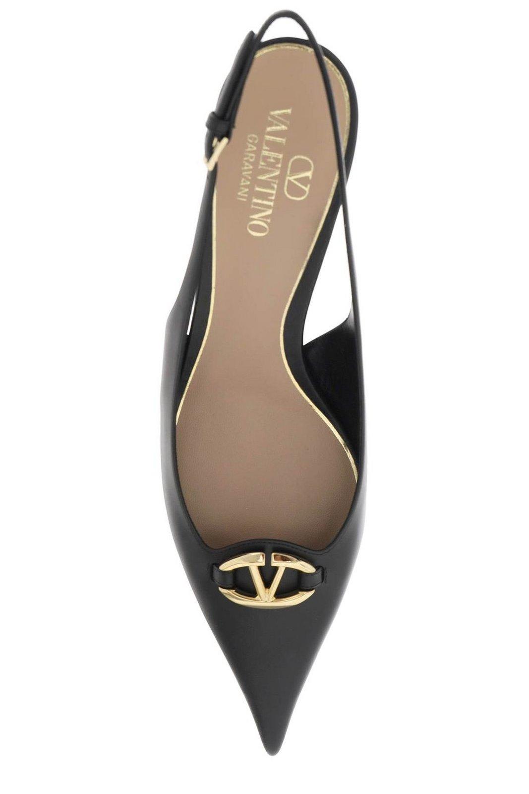 Shop Valentino Vlogo Signature Pointed Toe Slingback Pumps In Black