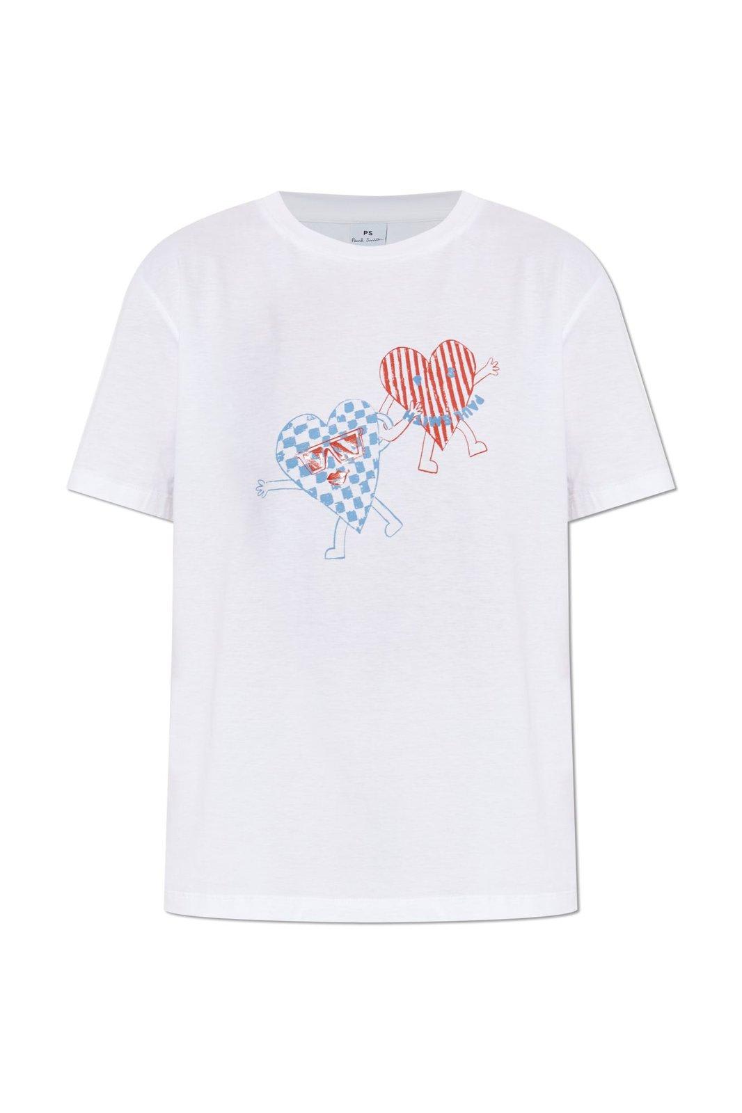 Heart Printed Crewneck T-shirt