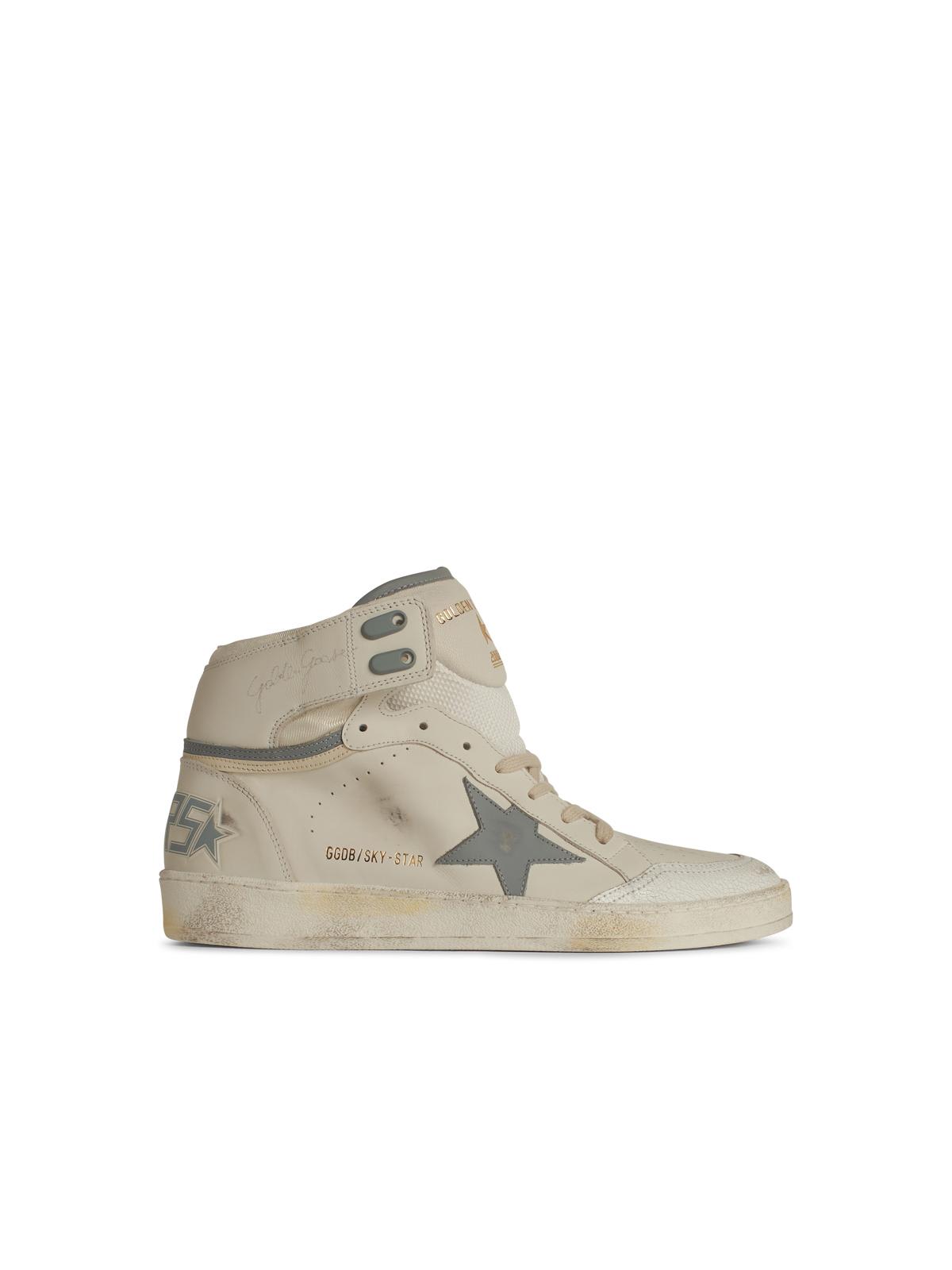 Golden Goose Sky Star White Leather Sneakers In Neutral