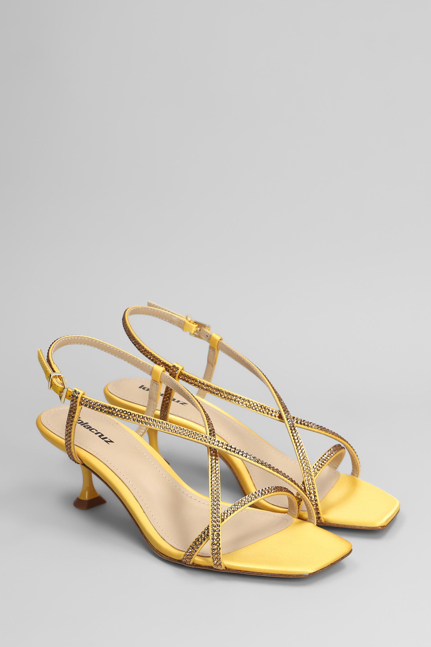Lola Cruz Liberty Heel 55 Sandals In Yellow Leather In Yellow