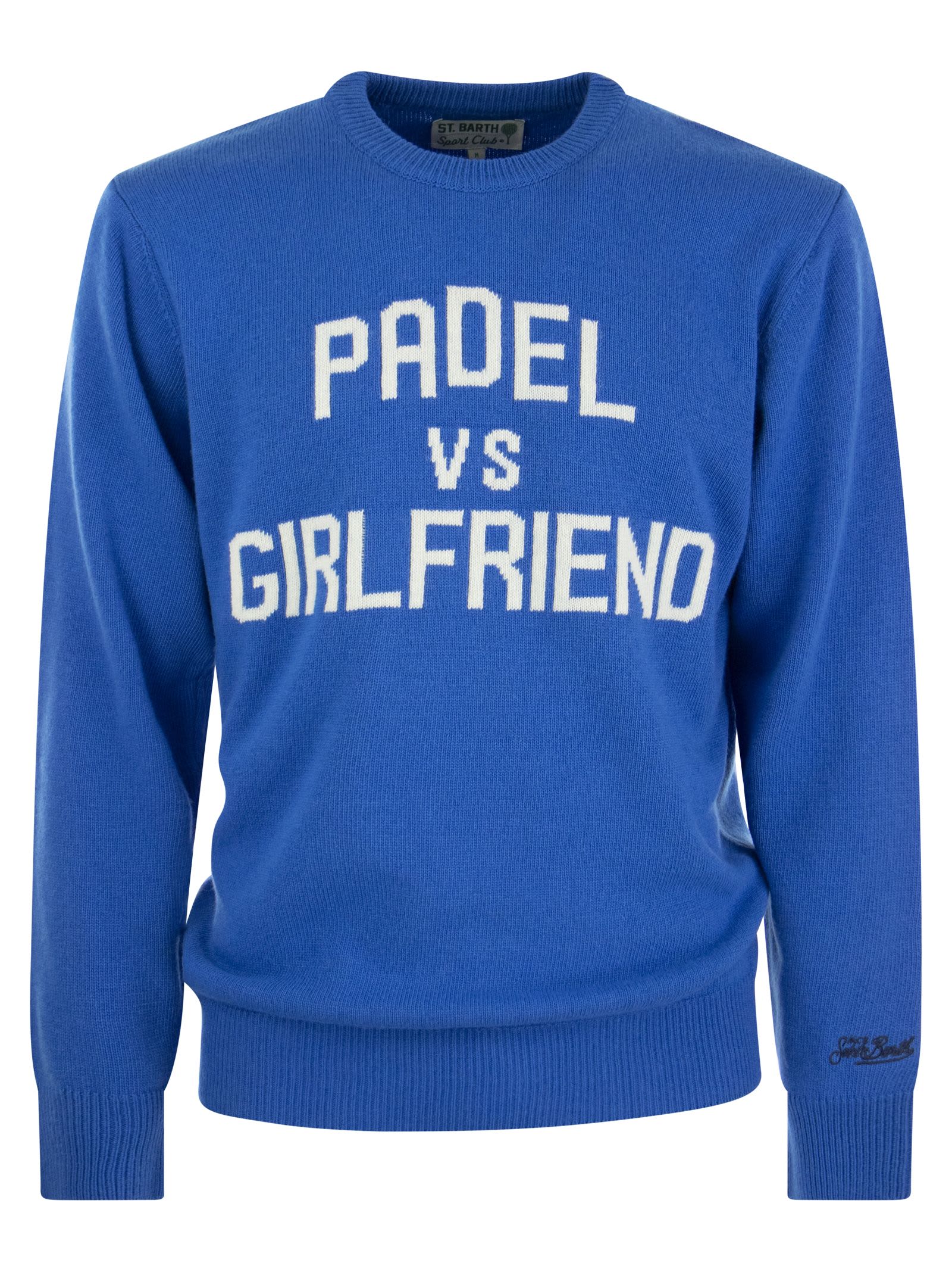Shop Mc2 Saint Barth Padel Vs Girlfriend Wool And Cashmere Blend Jumper In Bluette