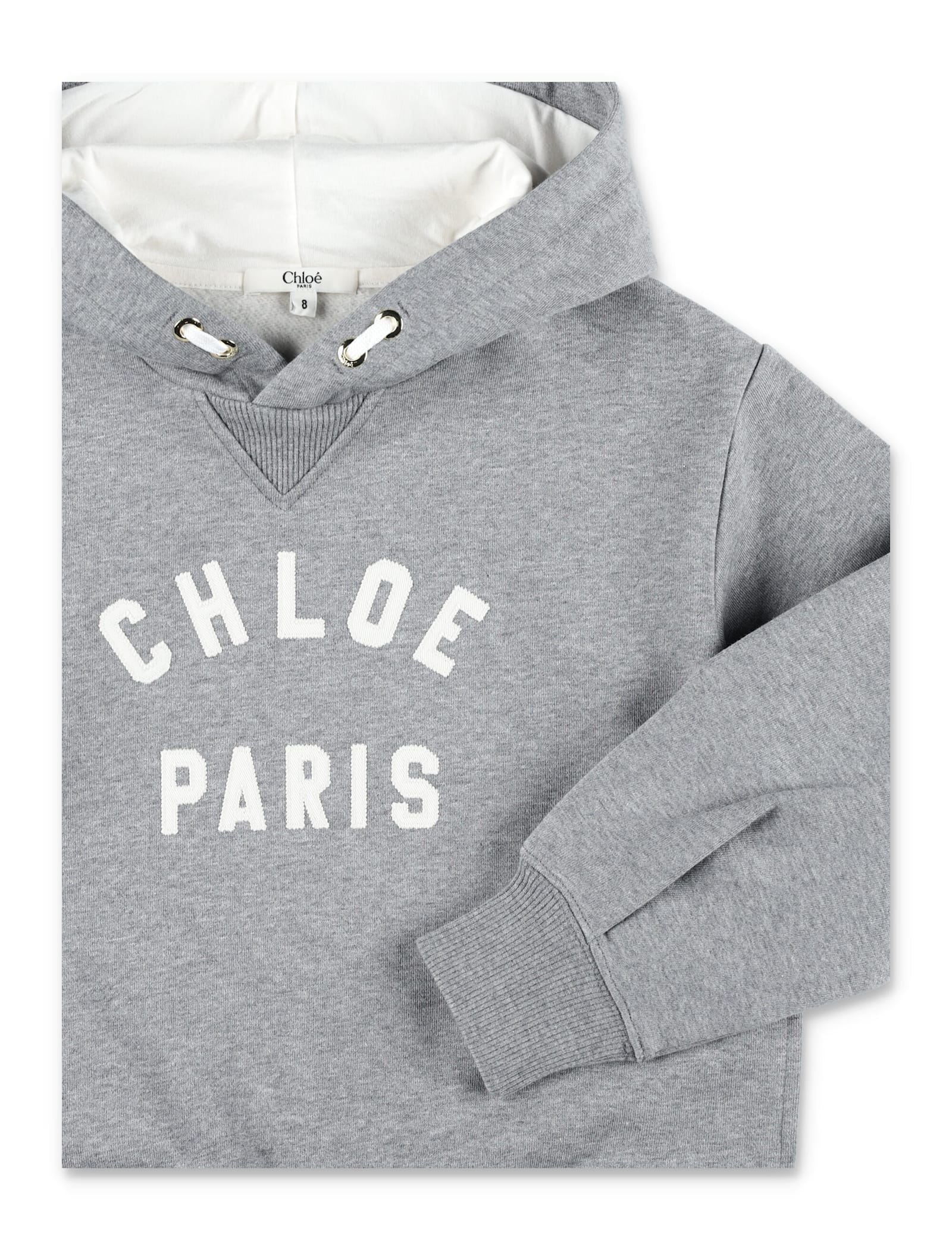 Chloé Kids Brushed Fleece Logo Hoodie In Gray