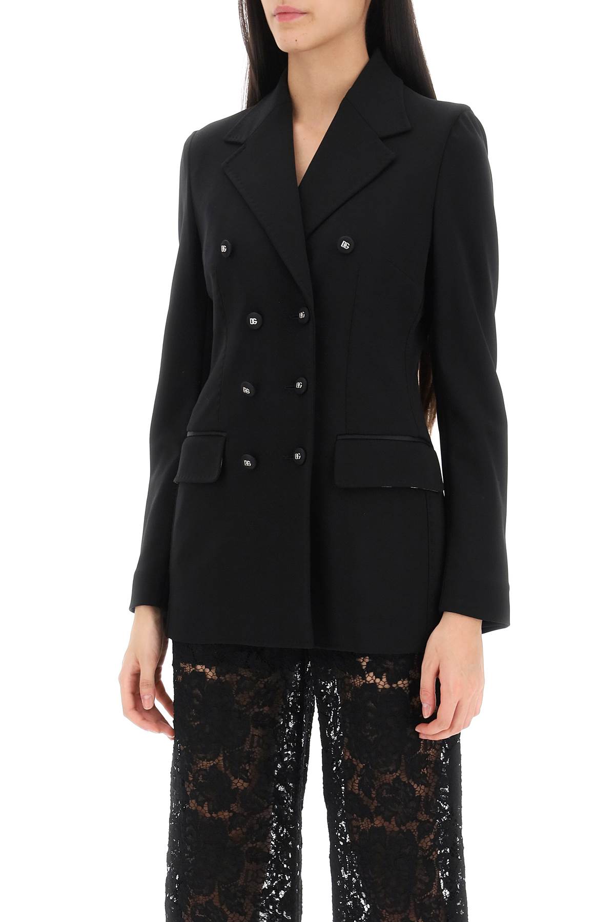 Dolce & Gabbana Double-breasted Fitted Suit Jacket In Black