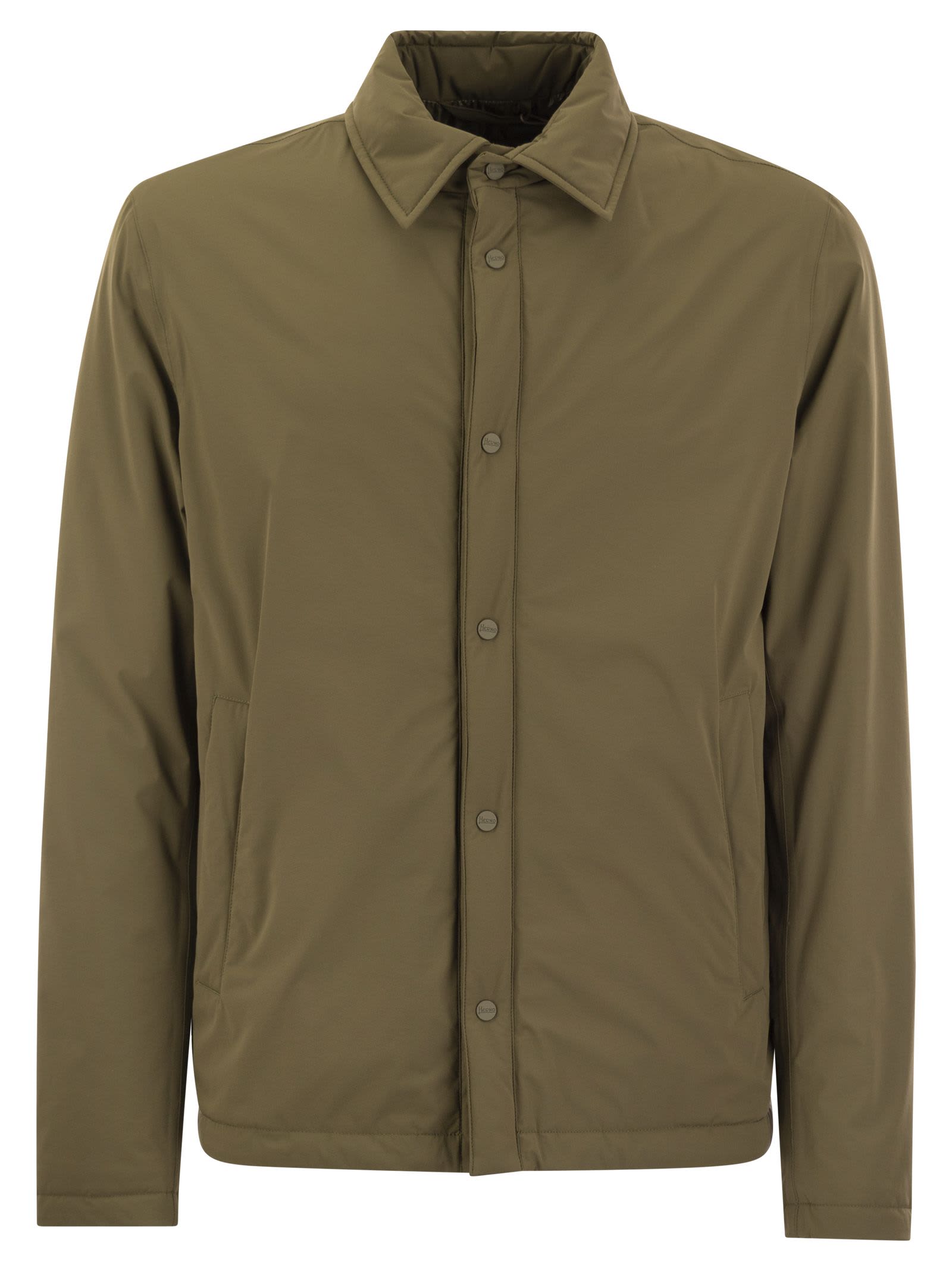 Shop Herno Padded Shirt Jacket In Military Green