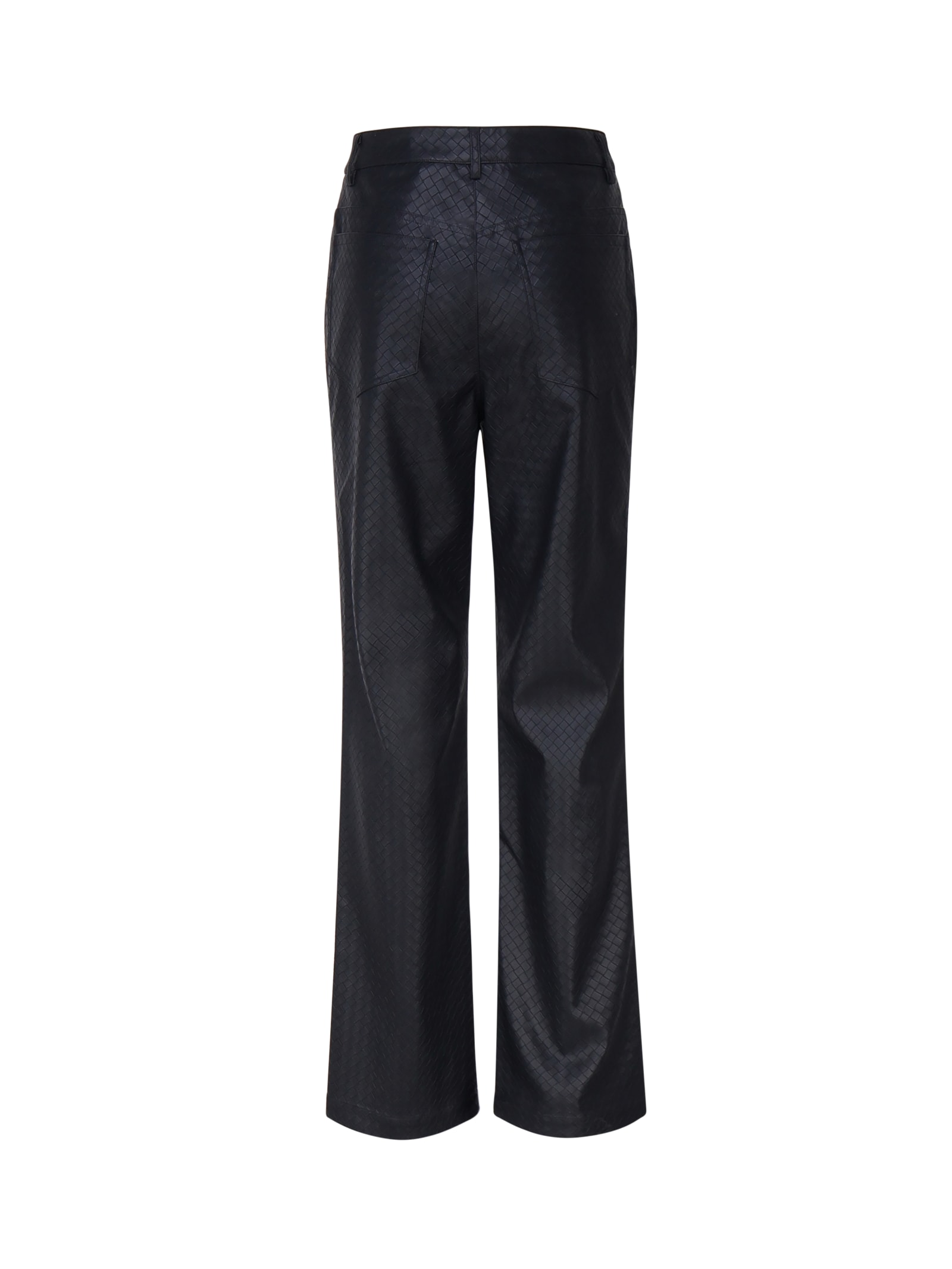 Shop Rotate Birger Christensen Straight Braided Pants In Sky Captain (dark Blue)