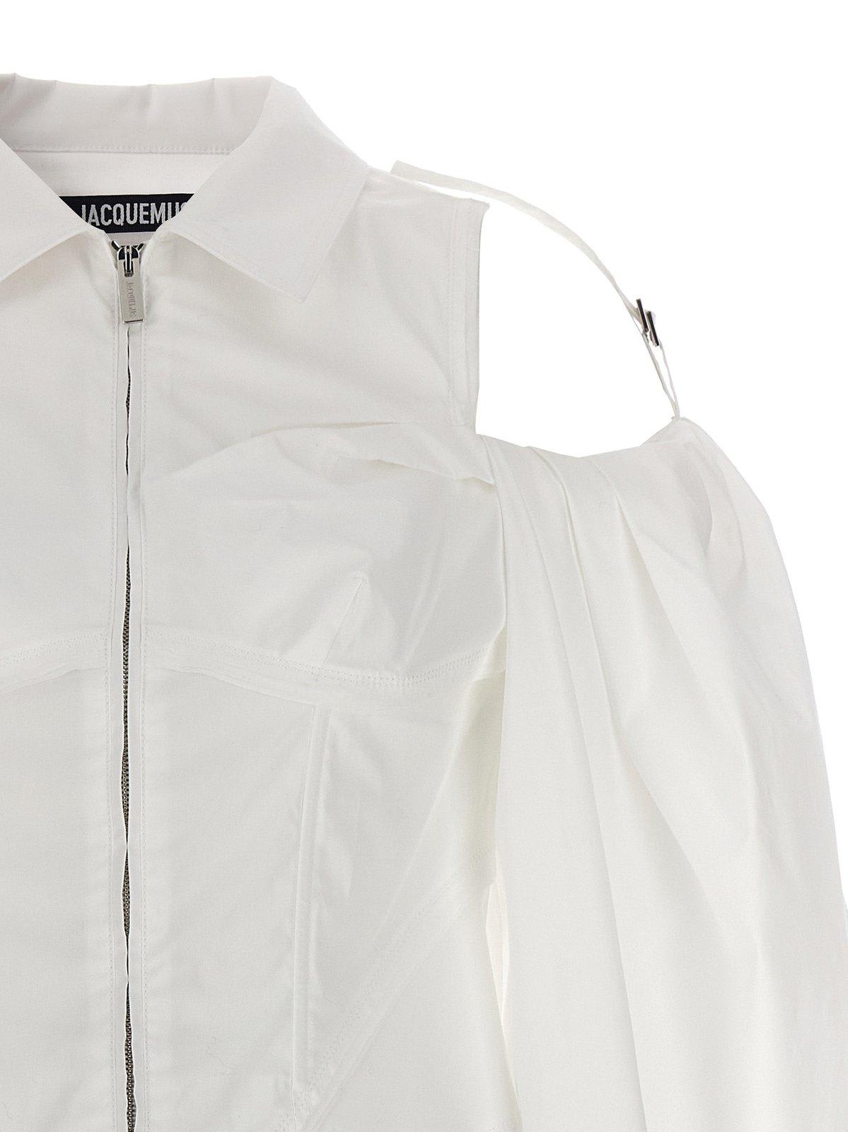 Shop Jacquemus La Robe Galliga Shirt Dress In White