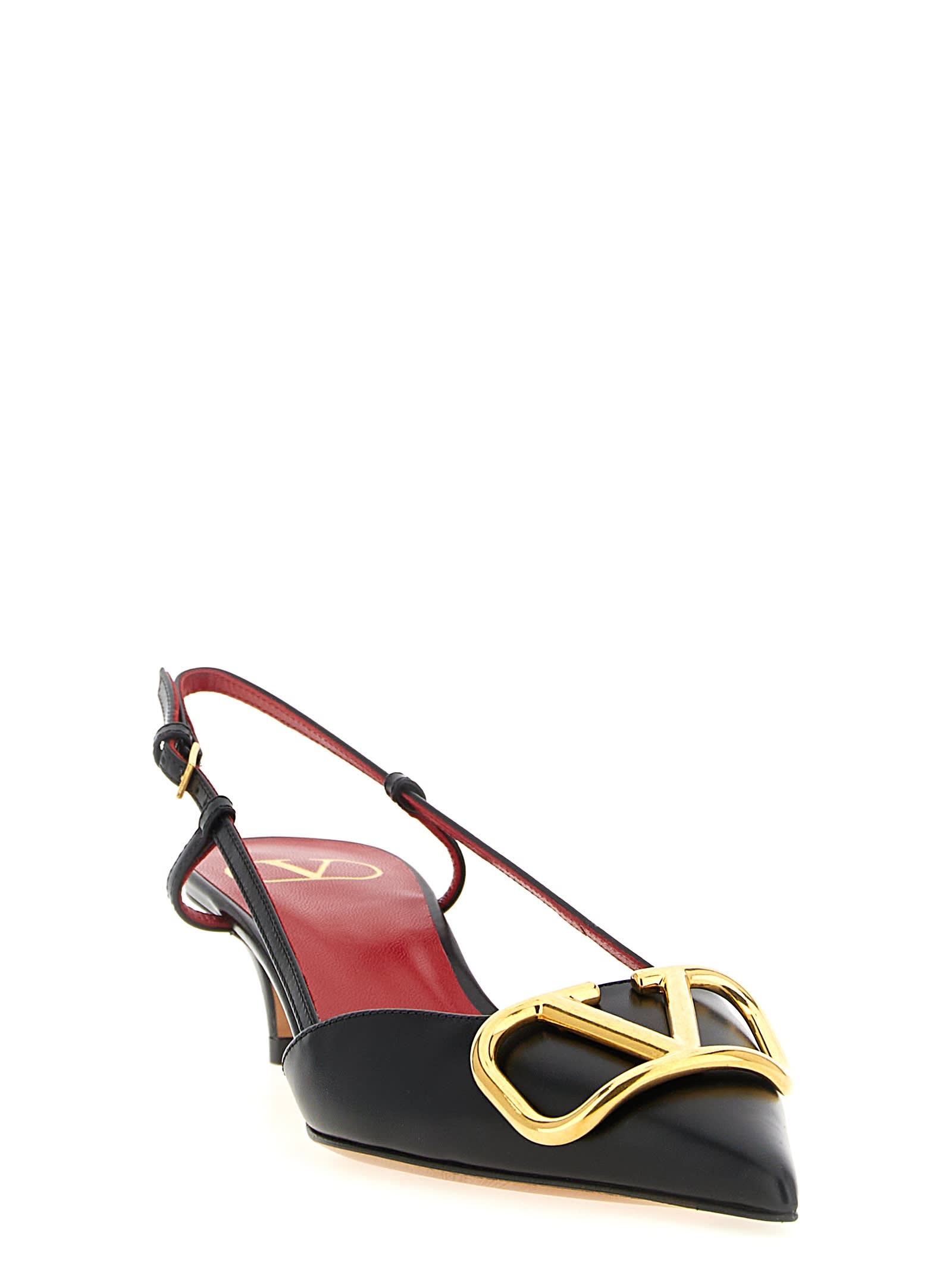 Valentino Vlogo 40 Velvet Slingback Pump In Black
