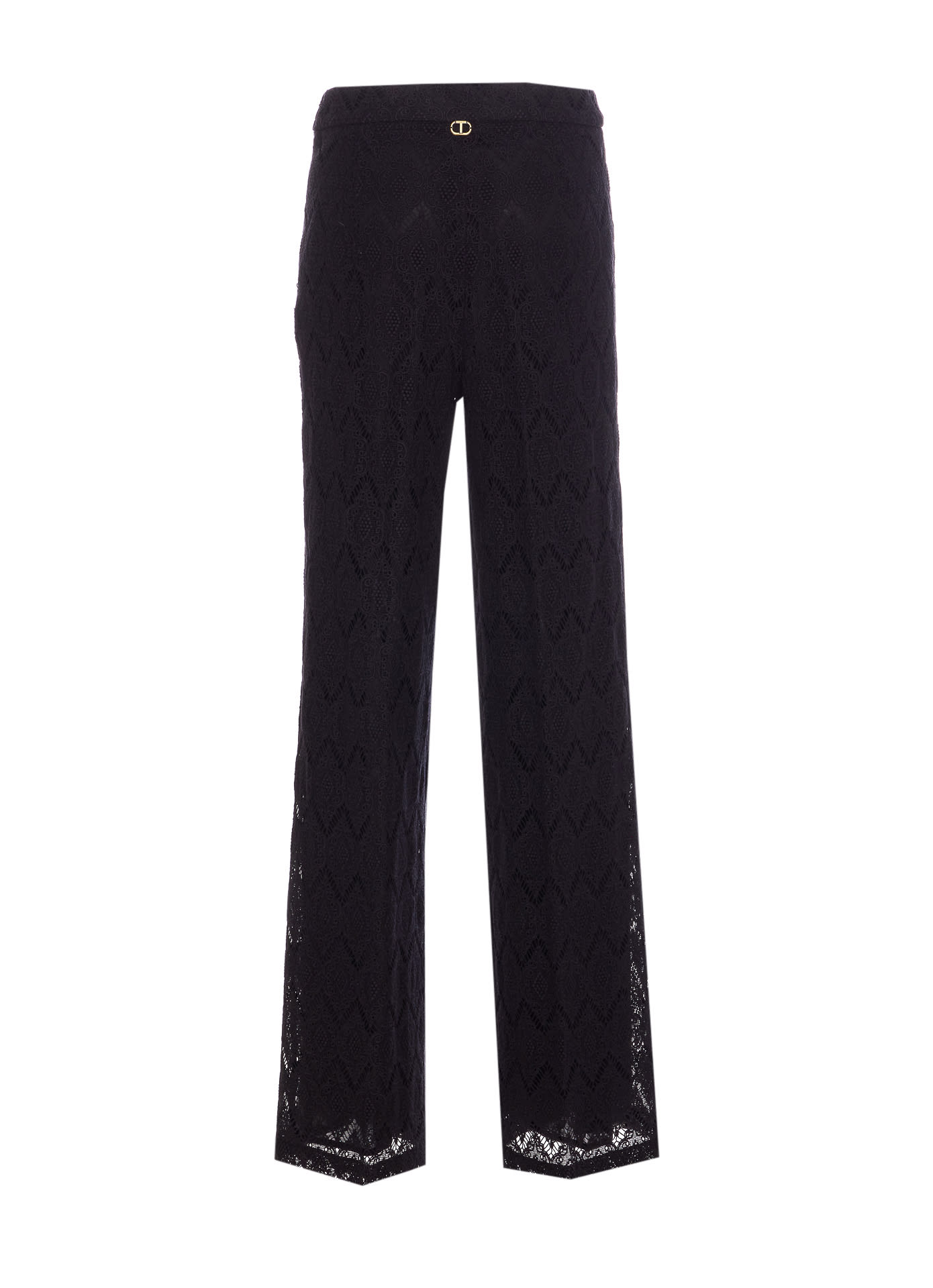 Shop Twinset Wide Leg Macrame Pants In Black