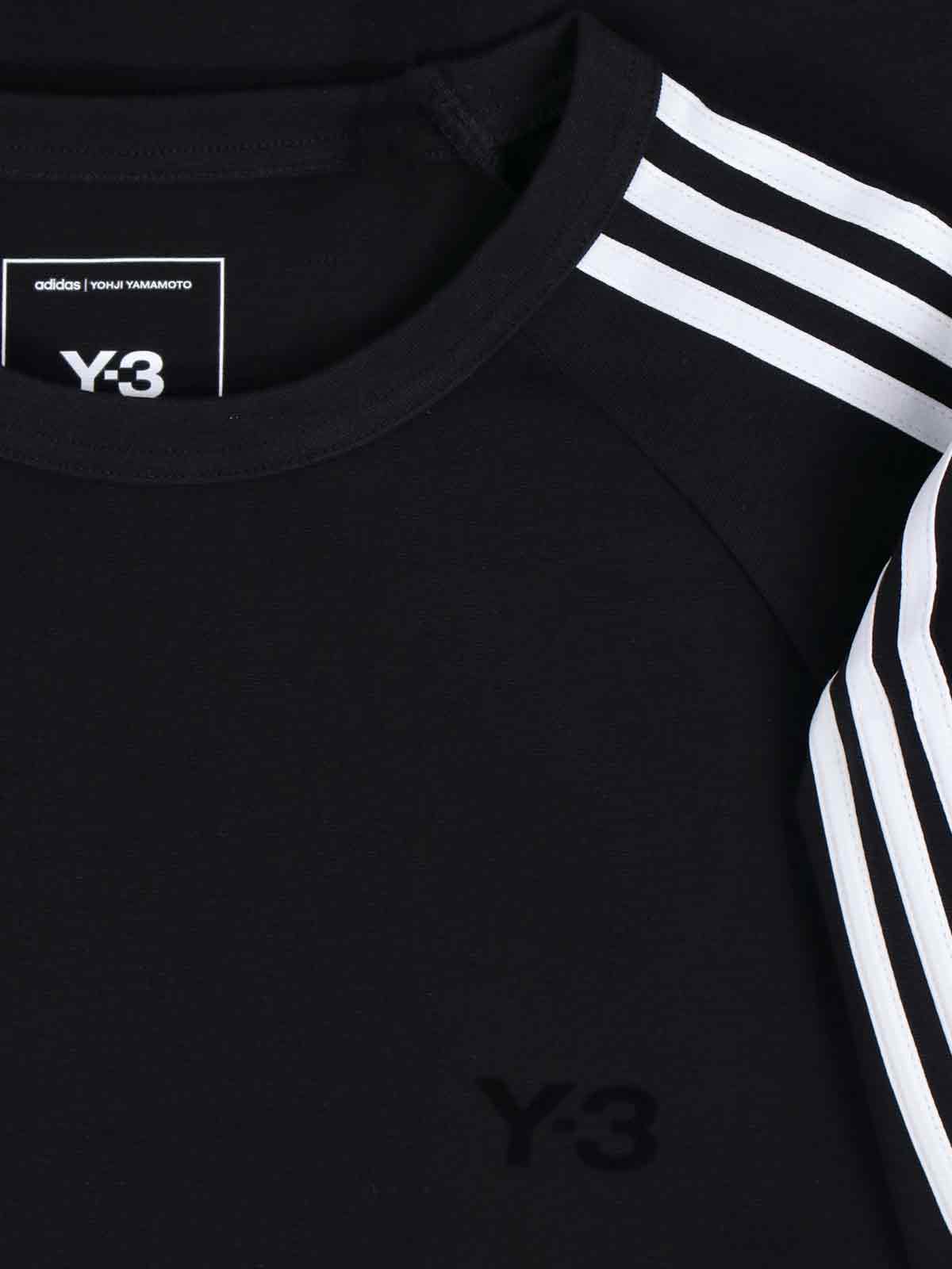Y-3 Three-stripe Long-sleeve T-shirt In Black