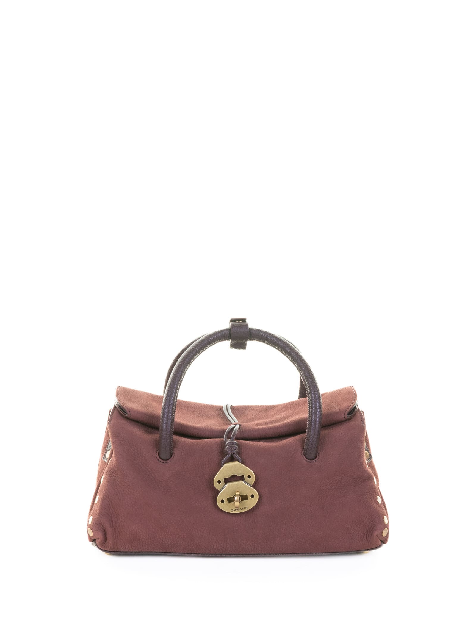 Zanellato Structured Red Calfskin Handbag With Gold-tone Clasp In Pink