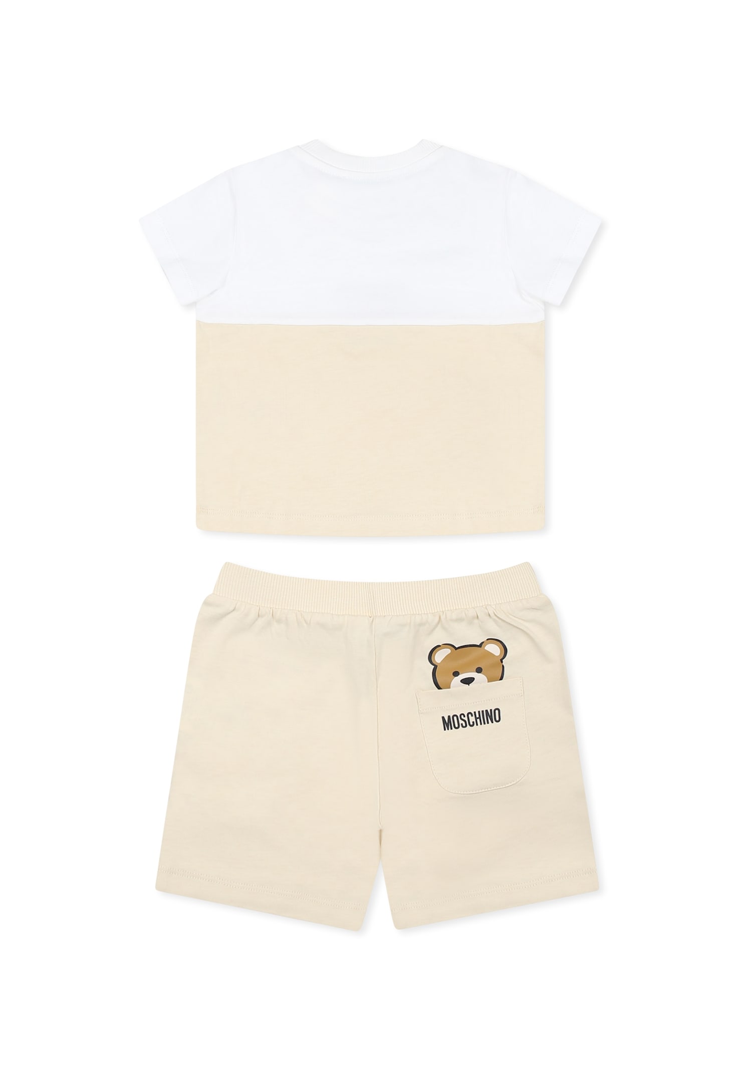 Moschino Beige Suit For Babykids With Teddy Bear In Neutral