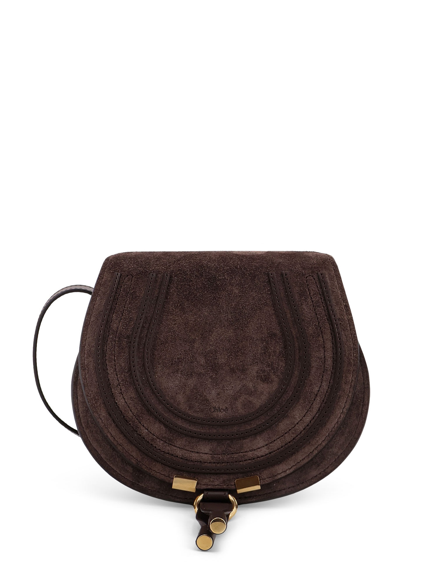Chloé Marcie Small Saddle Suede Crossbody Bag In Brown