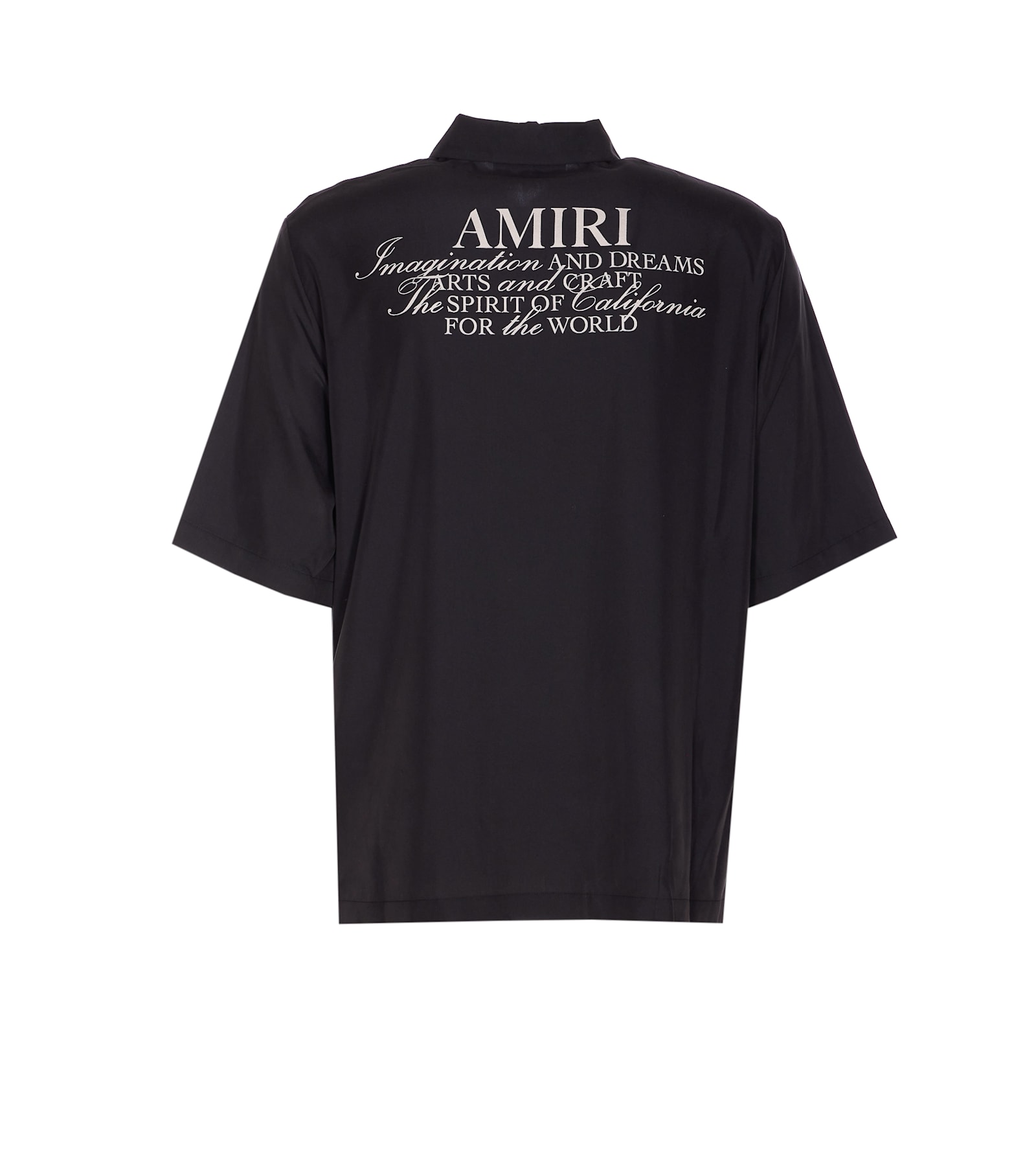 Amiri Mens Black Spirit Logo-patch Woven Bowling Shirt