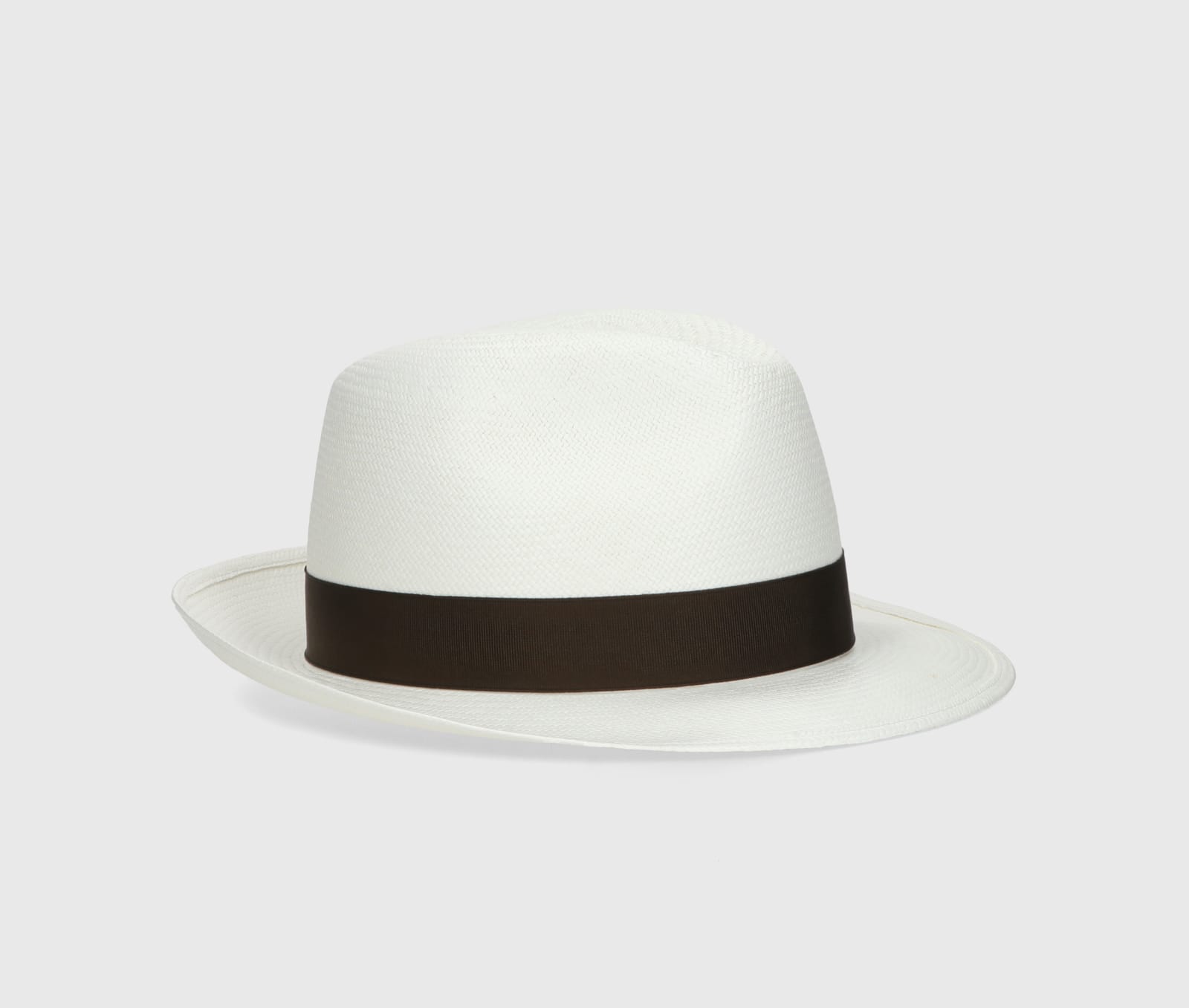 Shop Borsalino Federico Panama Fine Medium Brim In White, Dark Brown Hat Band