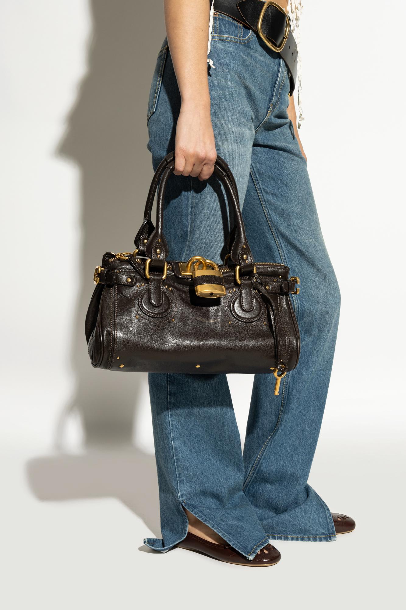 Chloé Womens Paddington Padlock Leather Shoulder Bag Kohl Brown In Brown