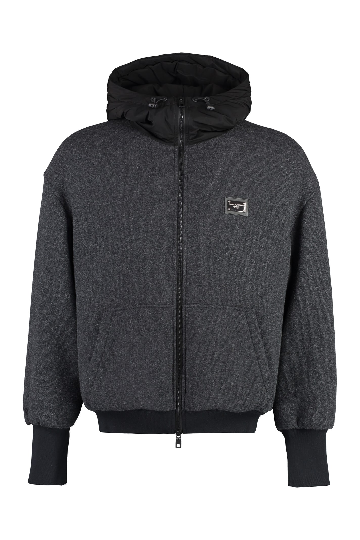 Shop Dolce & Gabbana Jersey Full-zip Jacket In Grey