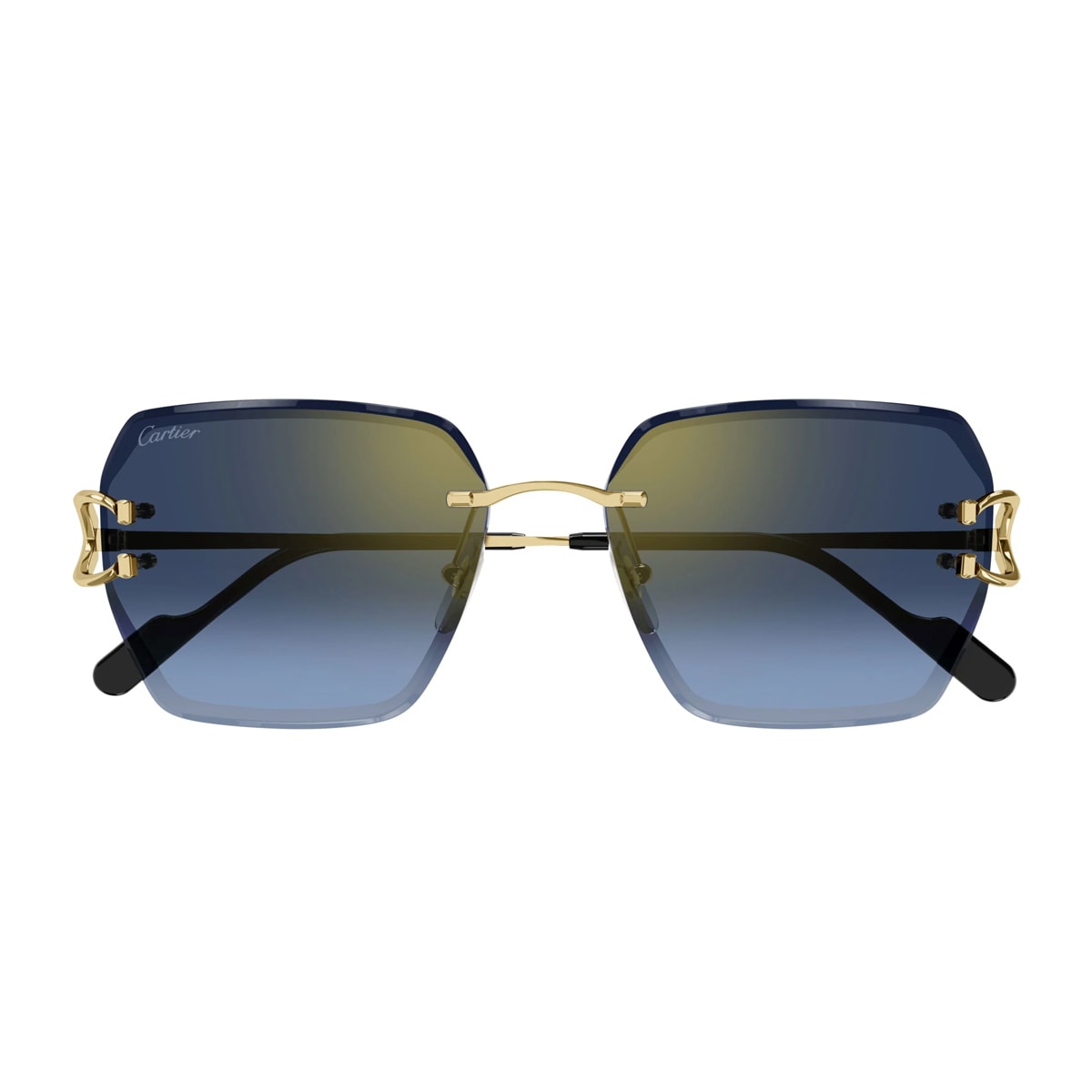 Cartier Ct0466s Signature C De  002 Gold Blue Sunglasses In Green