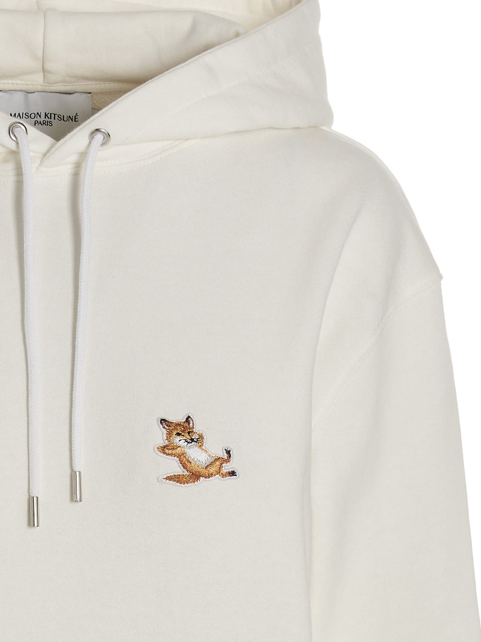 Maison Kitsuné Chillax Fox Patch Classic Hoodie In White | ModeSens