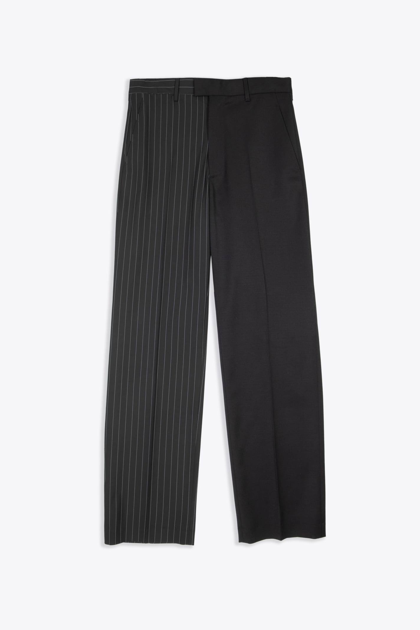 Mm6 Maison Margiela Pantalone Black Tailored Pant With Pinstriped Single Leg In Nero