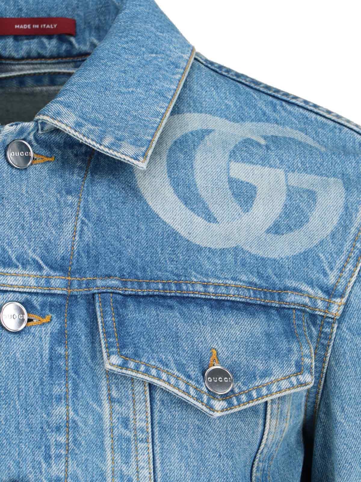 Gucci Double G Denim Jacket In Blue