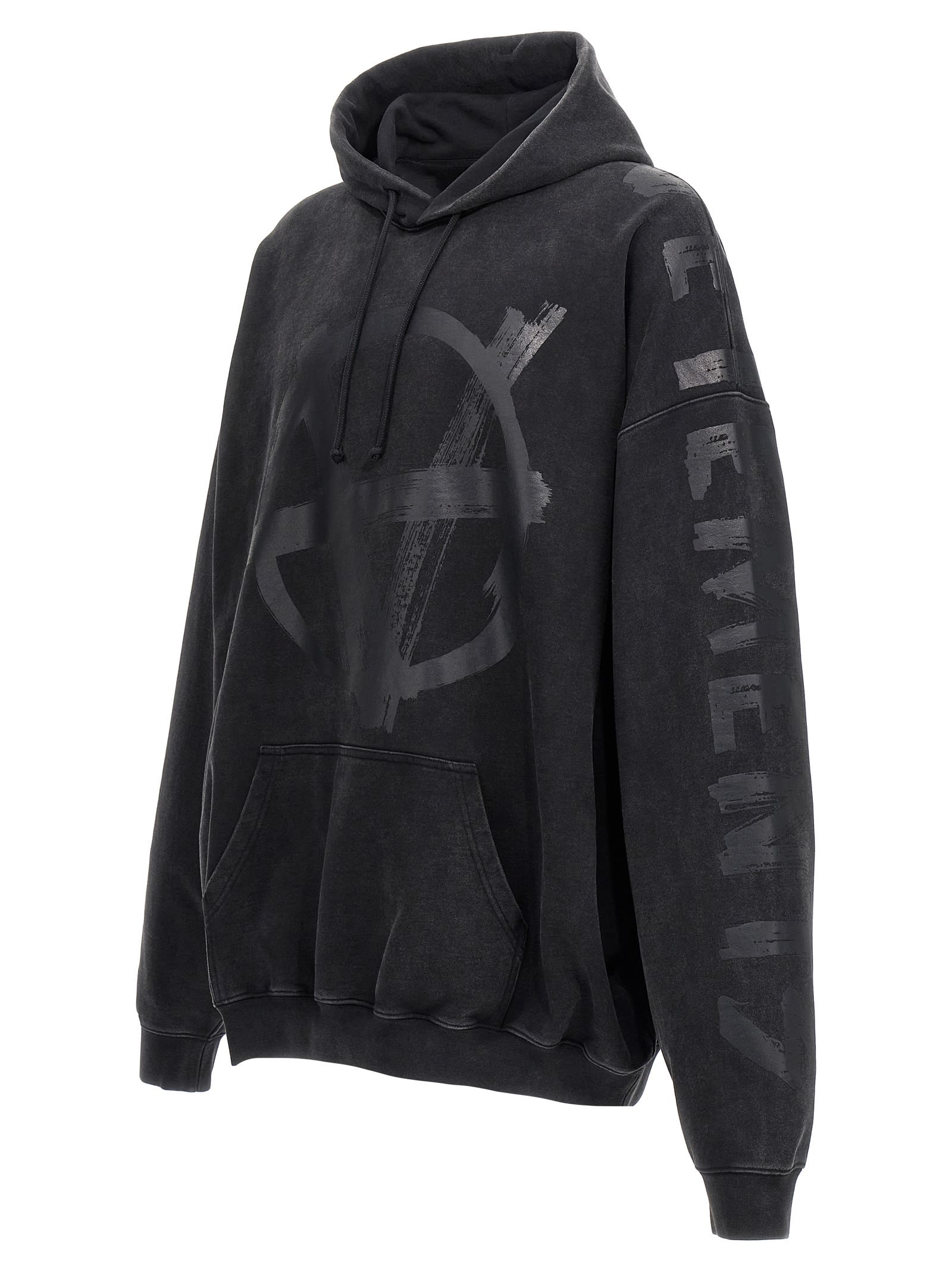 Shop Vetements Double Anarchy Hoodie In Black