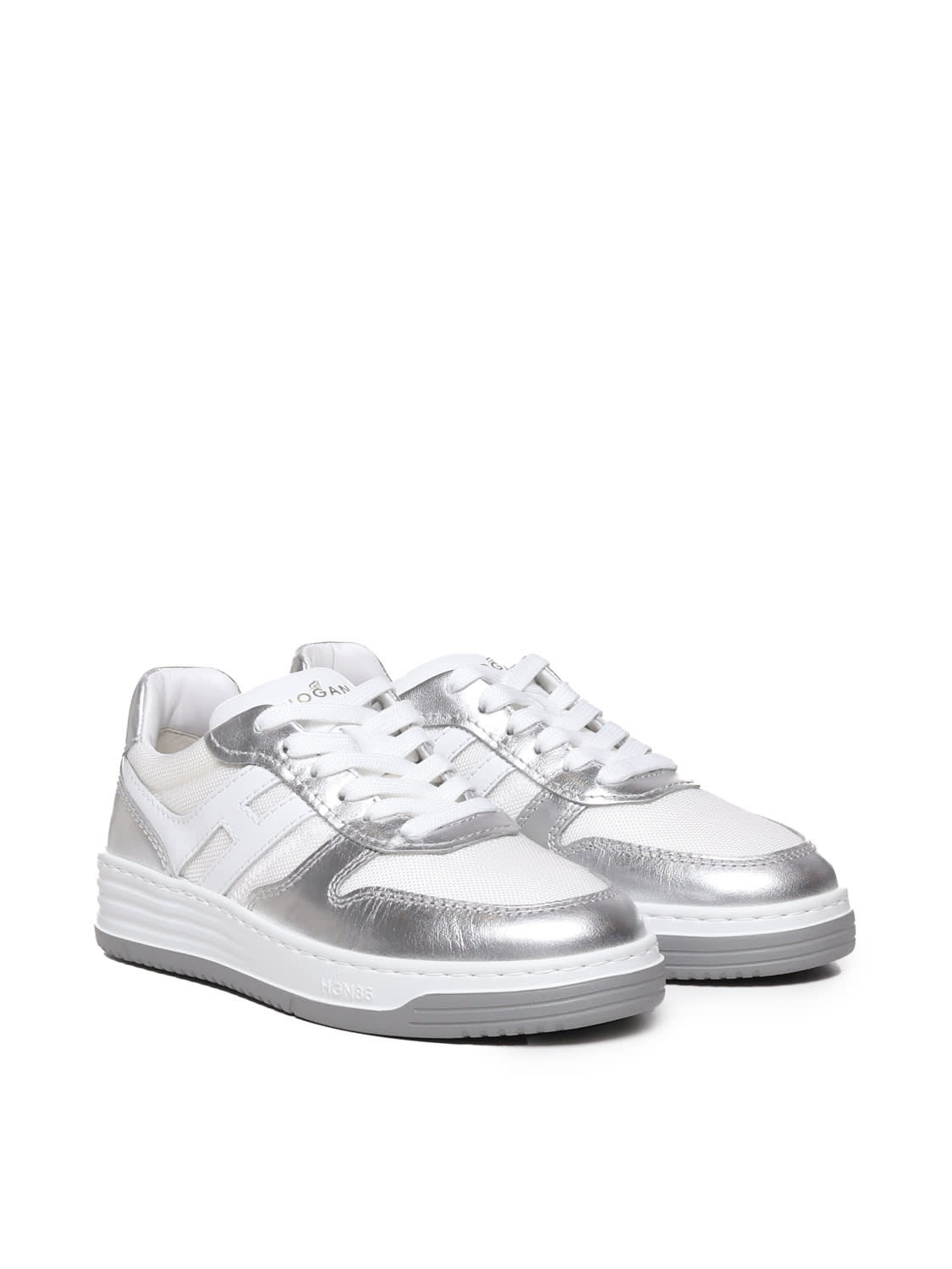 Shop Hogan 630 Sneakers With Metallic Inserts In White