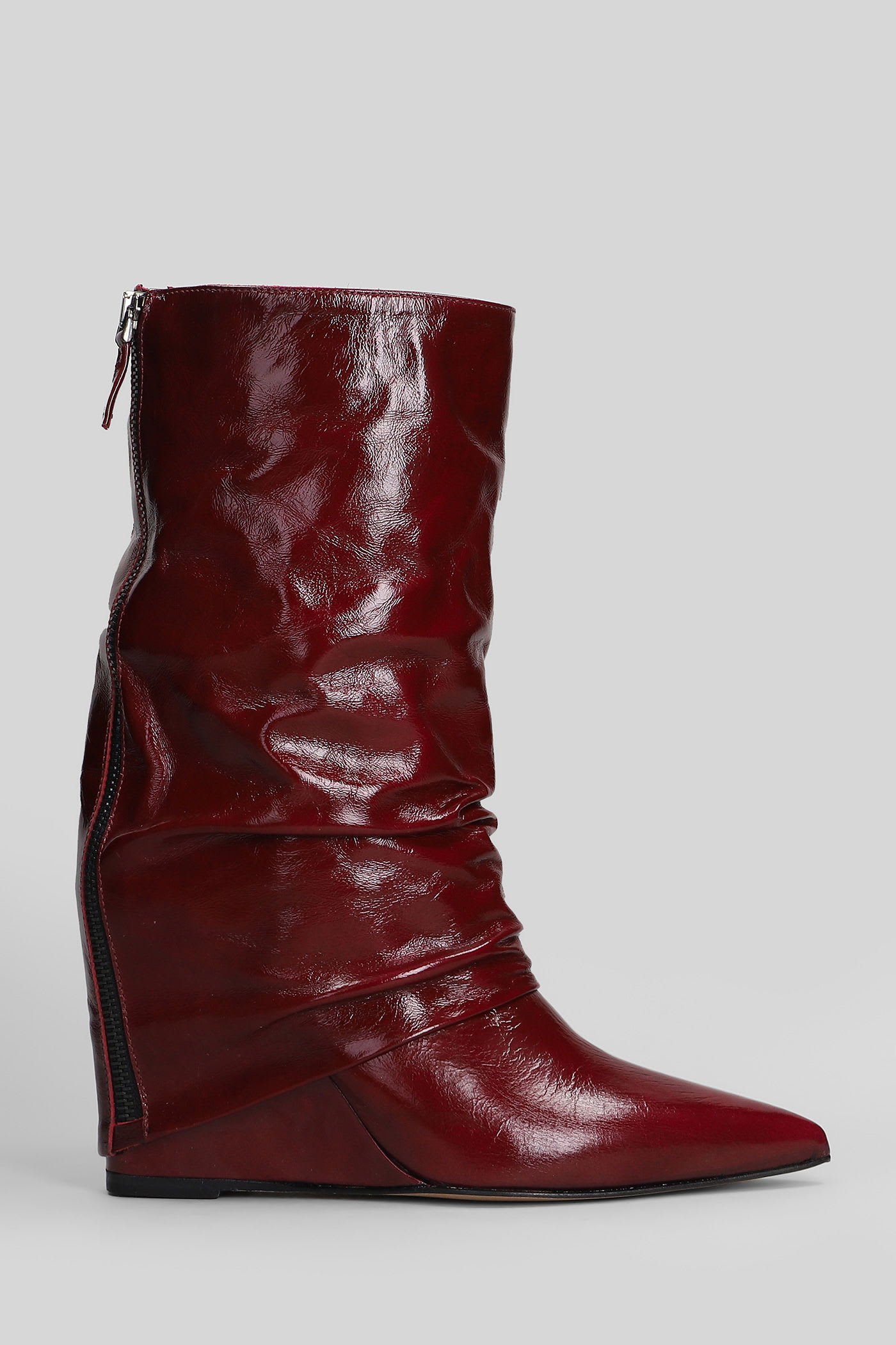 The Seller High Heels Boots In Bordeaux Leather In Burgundy