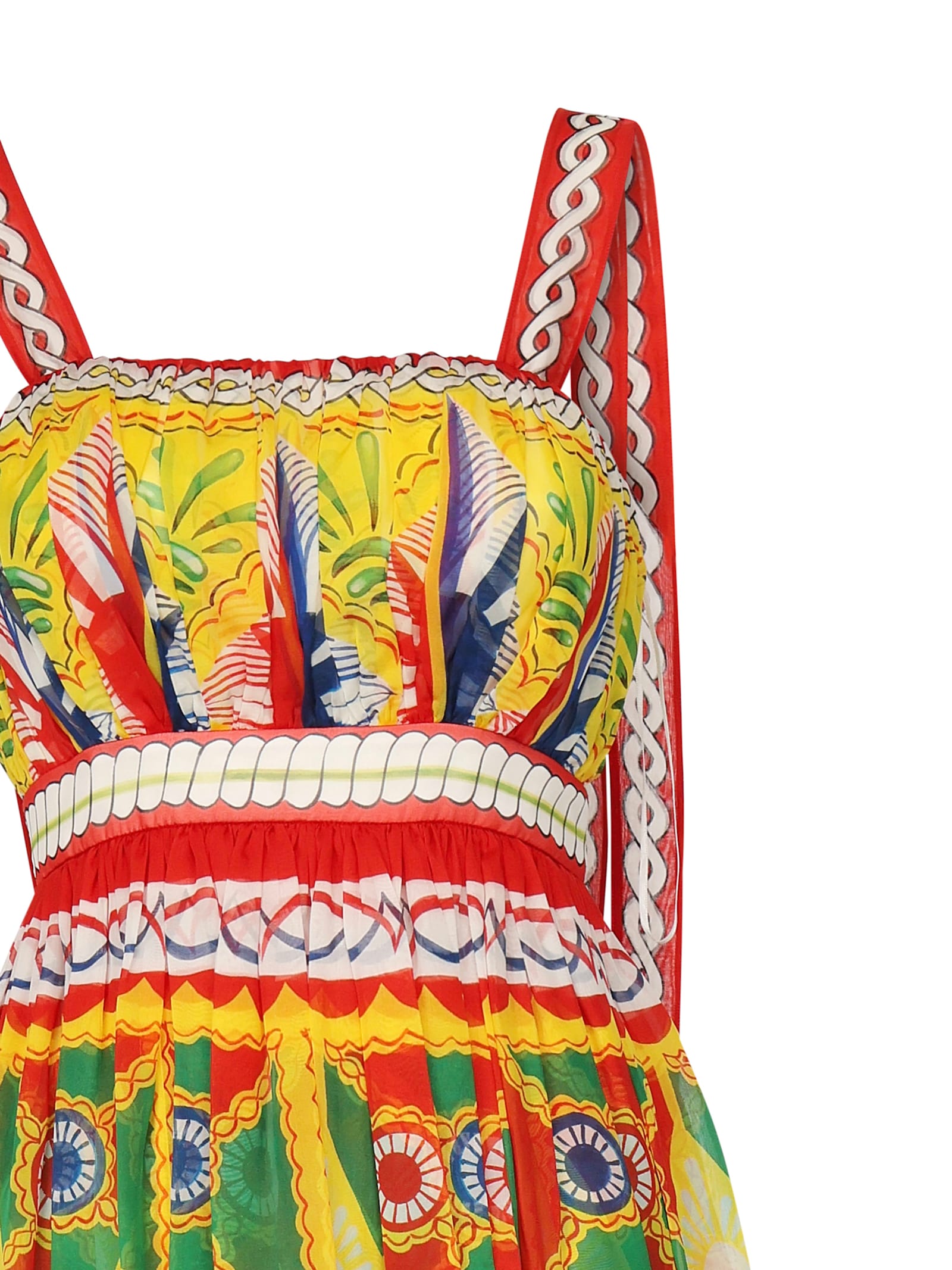 Dolce & Gabbana Mini Dress With Carretto Print In Chiffon